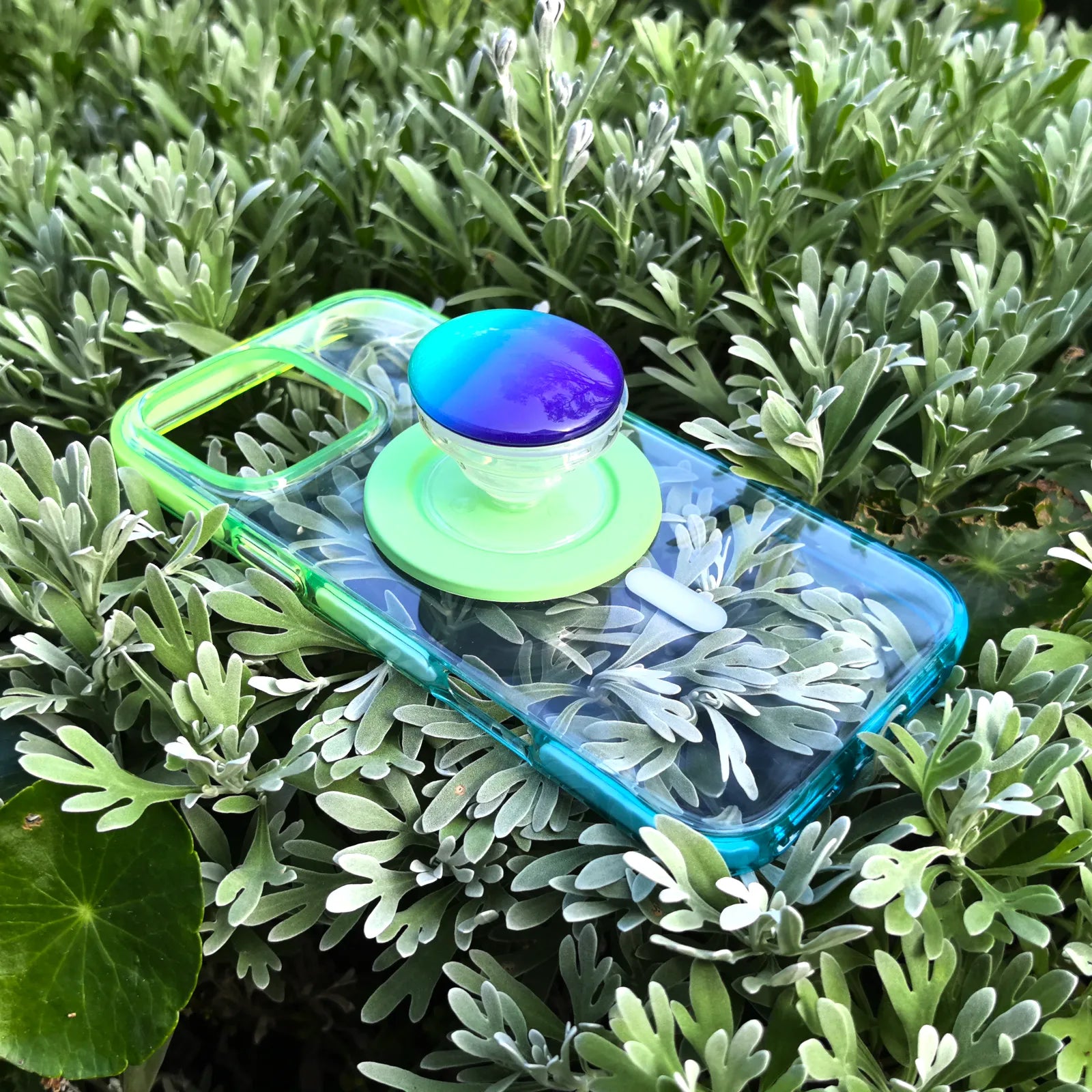 Color Clash Fantasia Blue Clear Phone Case MagSafe Grip Set