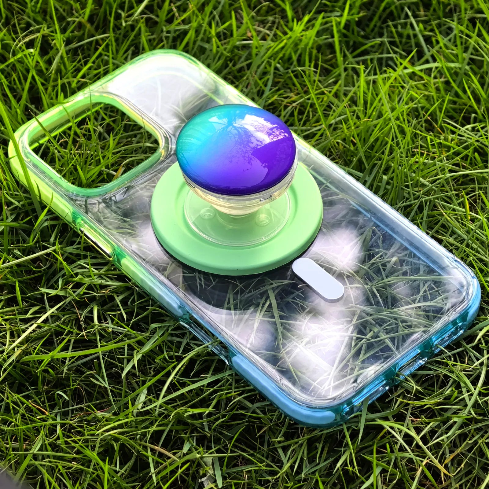 Color Clash Fantasia Blue Clear Phone Case MagSafe Grip Set