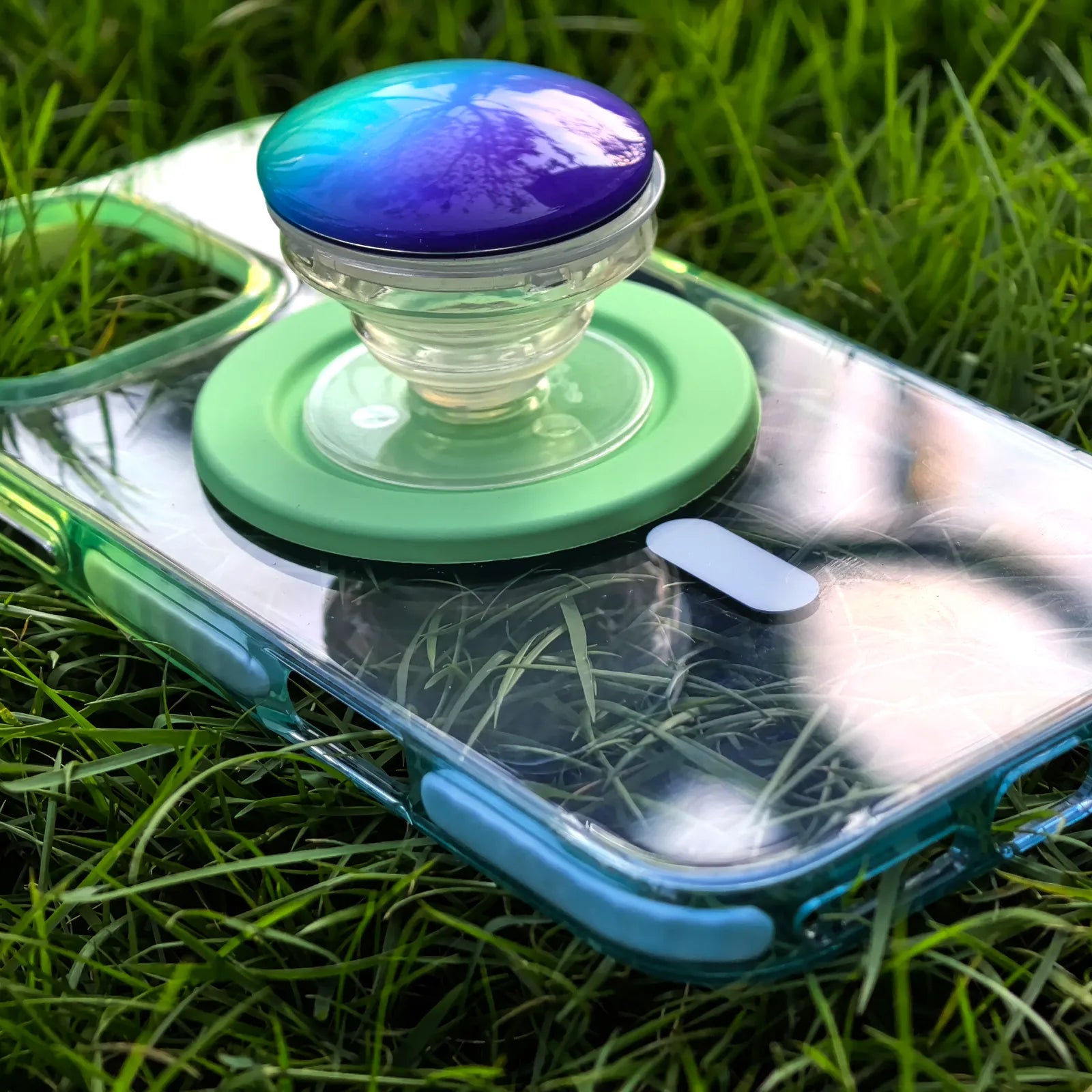 Color Clash Fantasia Blue Clear Phone Case MagSafe Grip Set