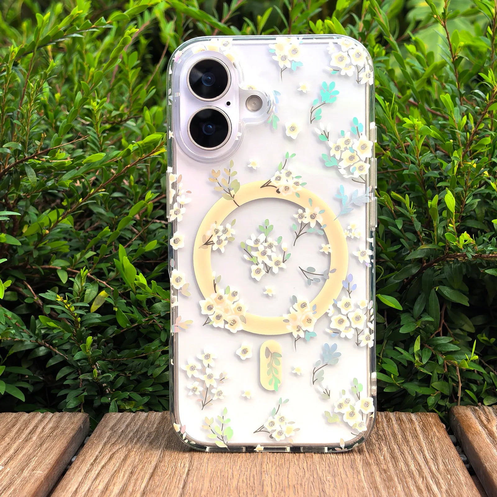 Flower Clear Phone Case MagSafe Grip Set