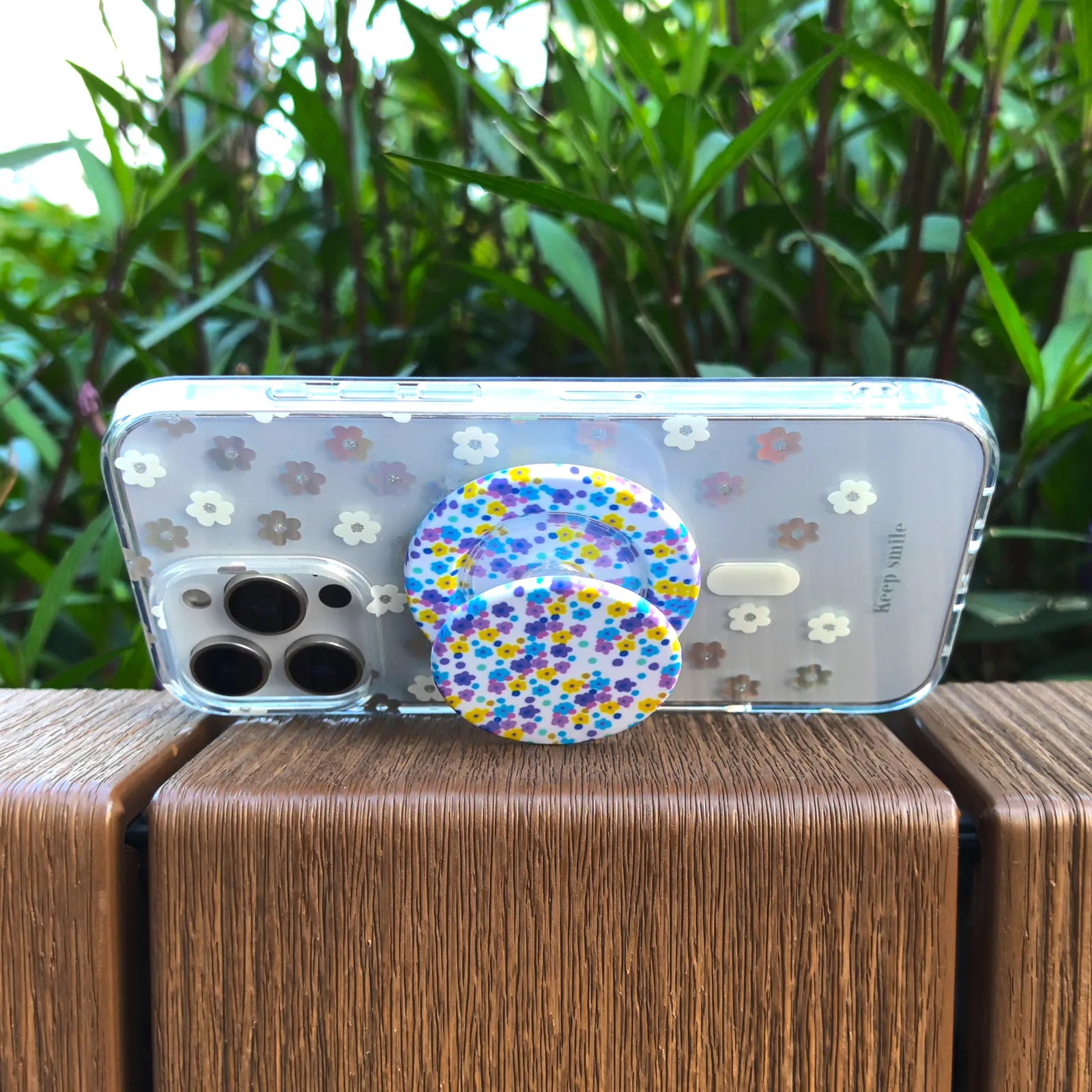 Flower Day Clear Phone Case MagSafe Grip Set