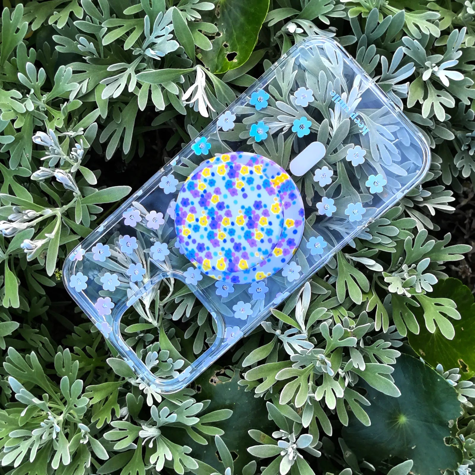 Flower Day Clear Phone Case MagSafe Grip Set