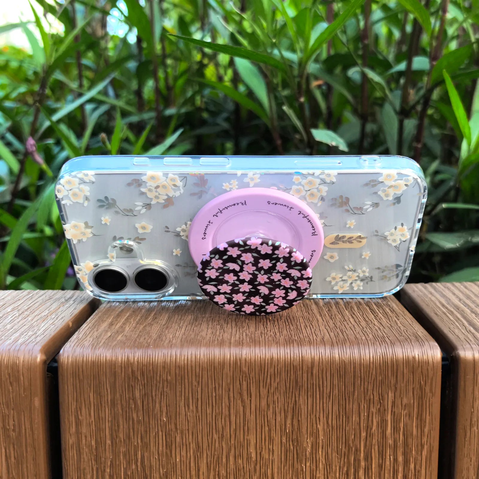 Flower Clear Phone Case MagSafe Grip Set