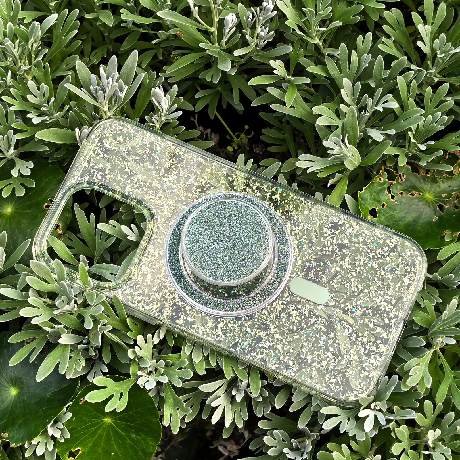 Gradient Glitter Green Translucent Phone Case MagSafe Grip Set