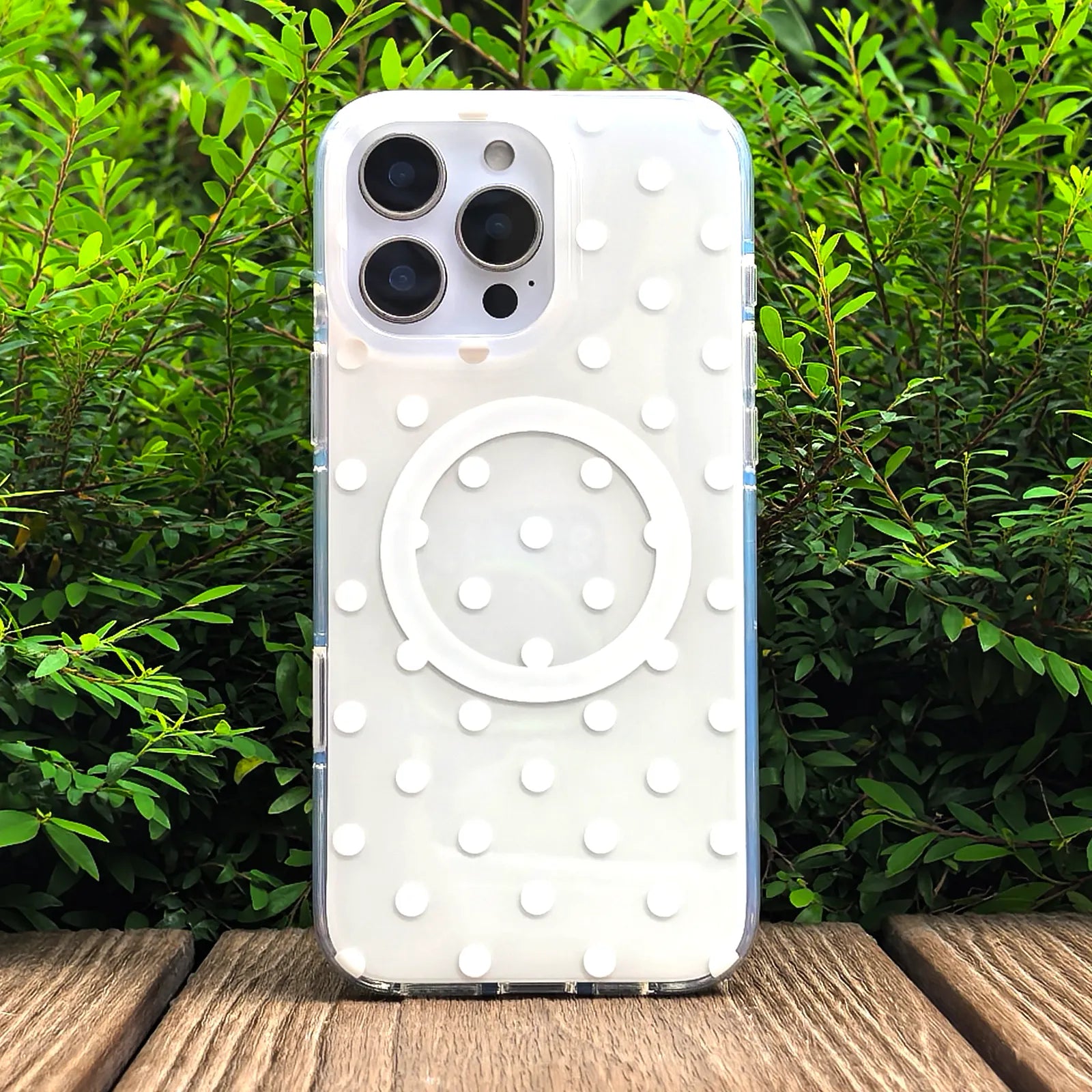 White Polka Dots Phone Case MagSafe Grip Set