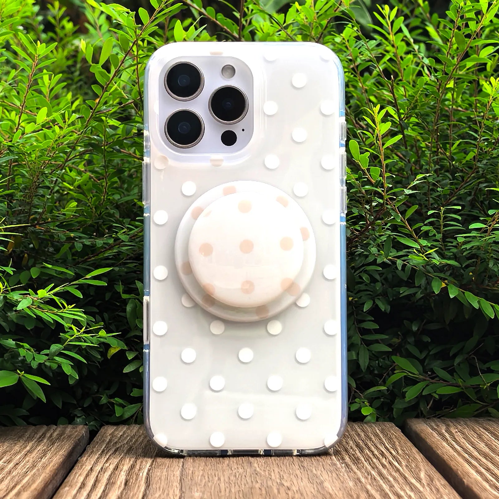 White Polka Dots Phone Case MagSafe Grip Set