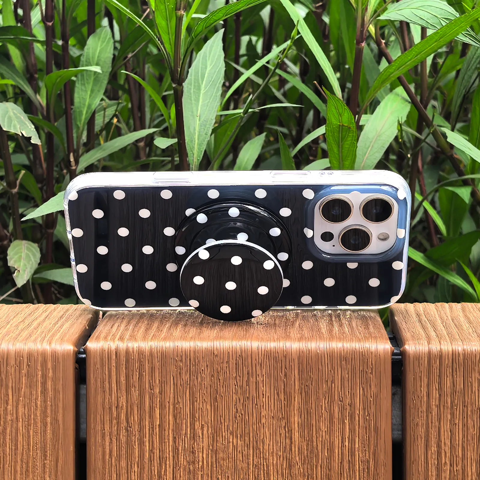 Black Polka Dots Phone Case MagSafe Grip Set