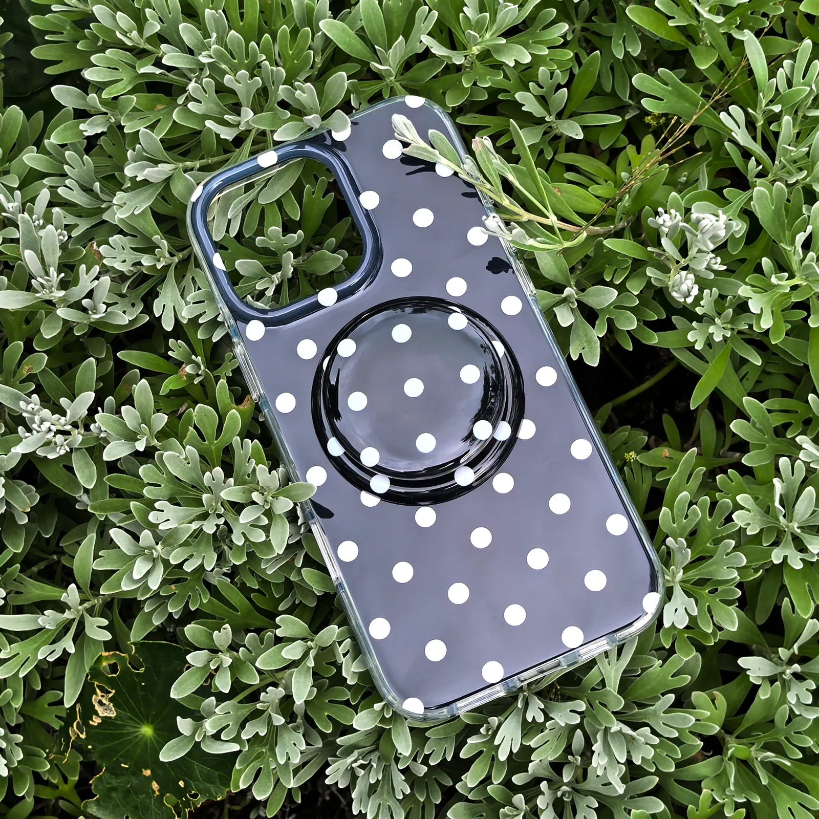 Black Polka Dots Phone Case MagSafe Grip Set