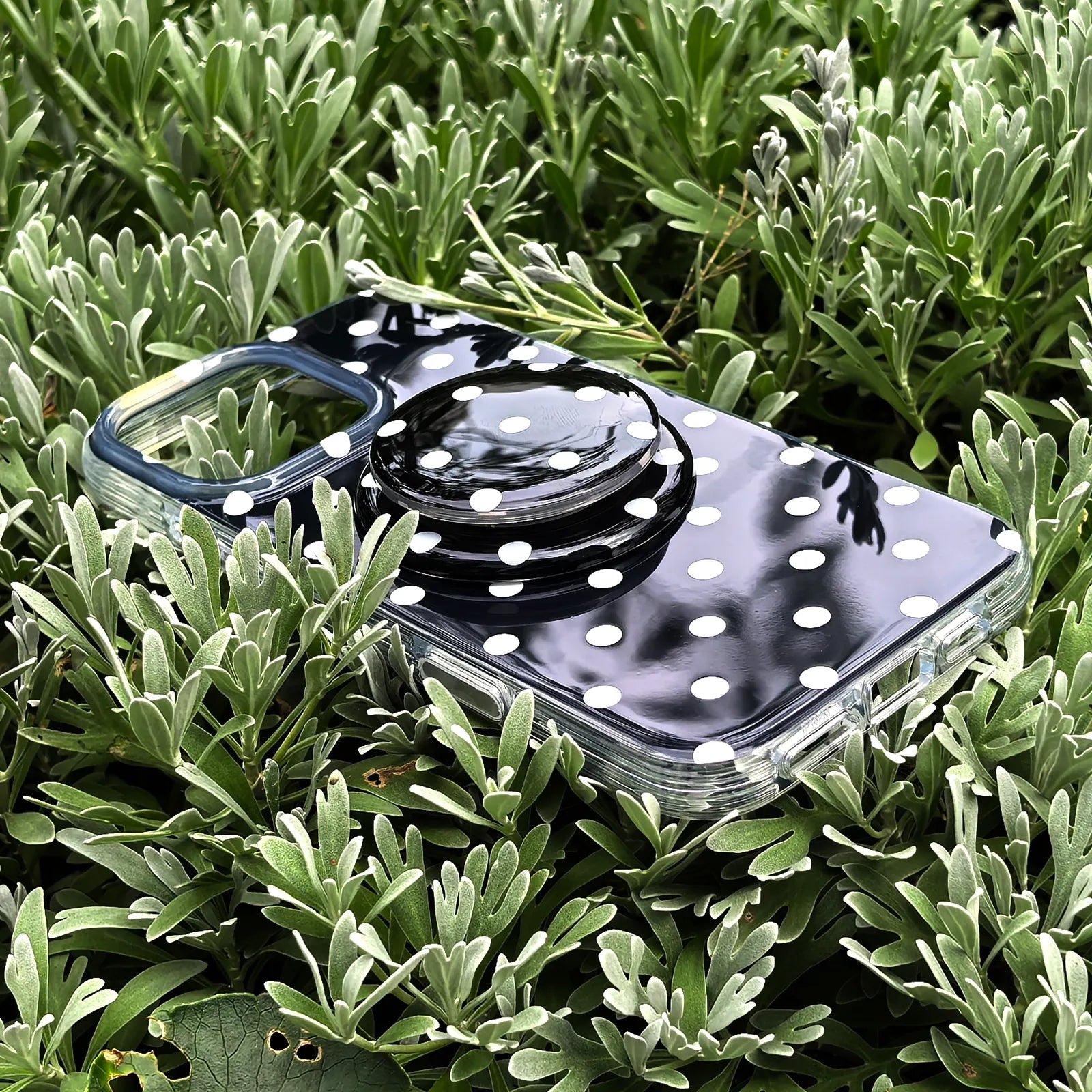 Black Polka Dots Phone Case MagSafe Grip Set