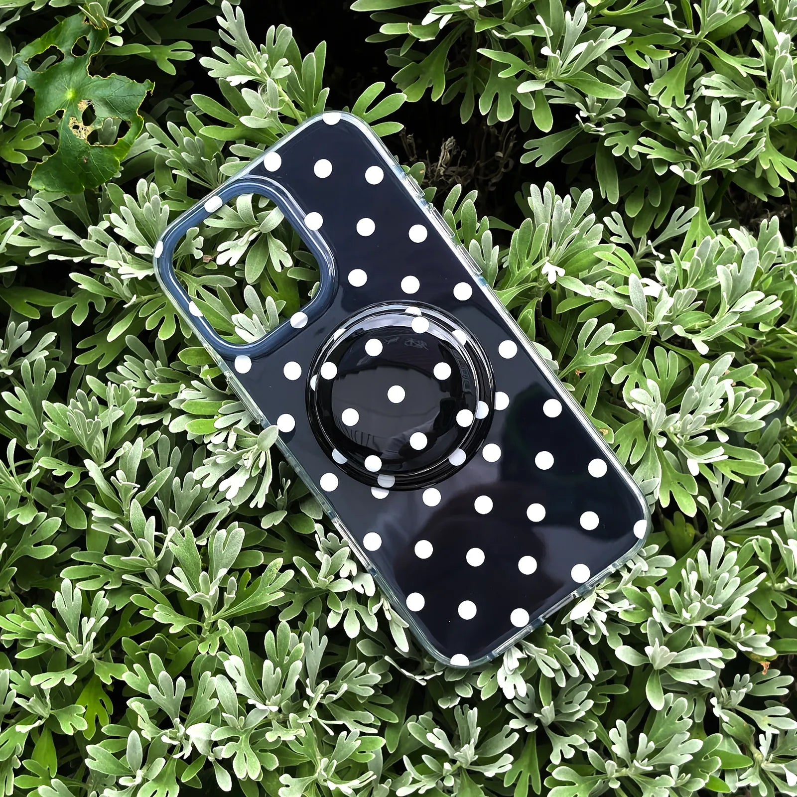 Black Polka Dots Phone Case MagSafe Grip Set