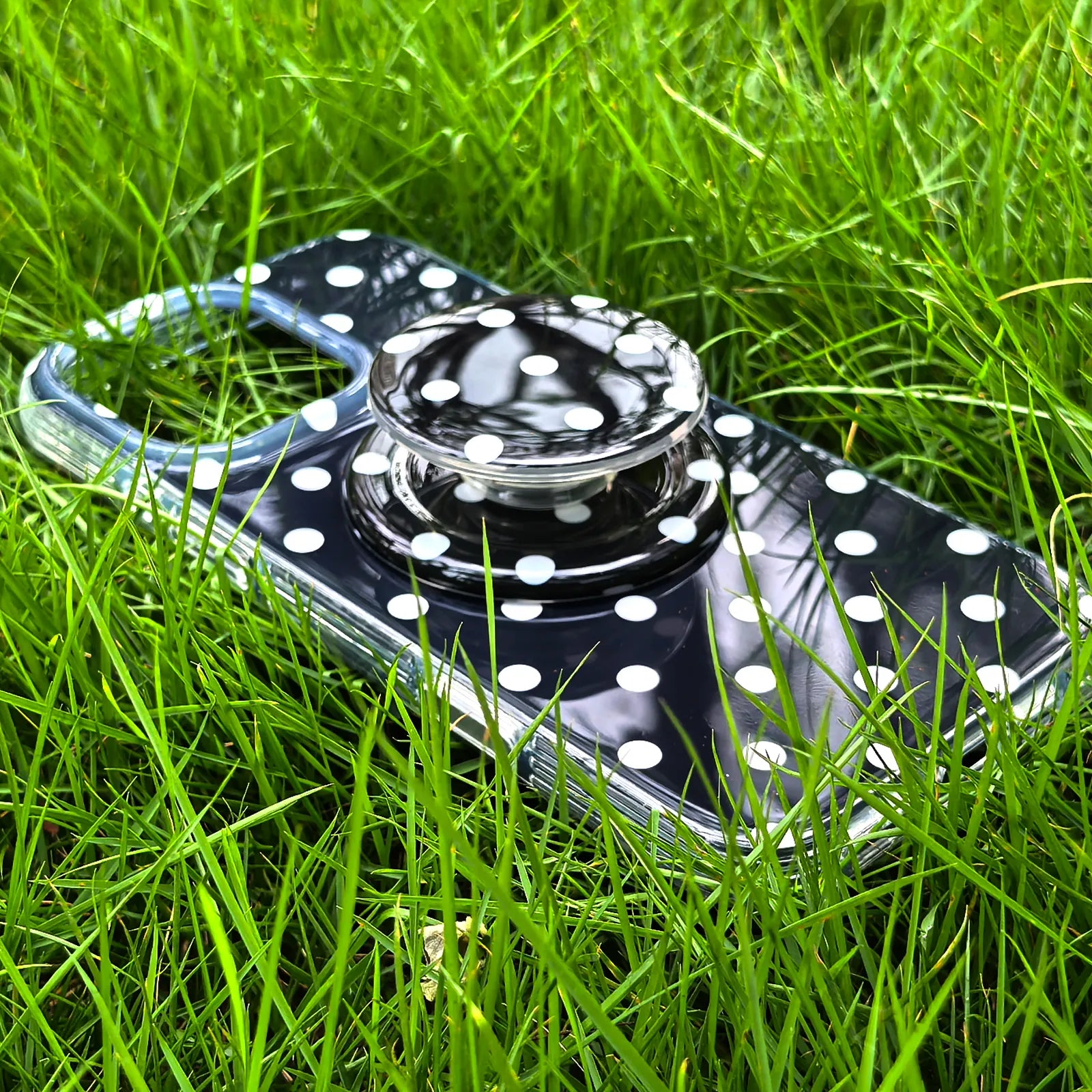 Black Polka Dots Phone Case MagSafe Grip Set