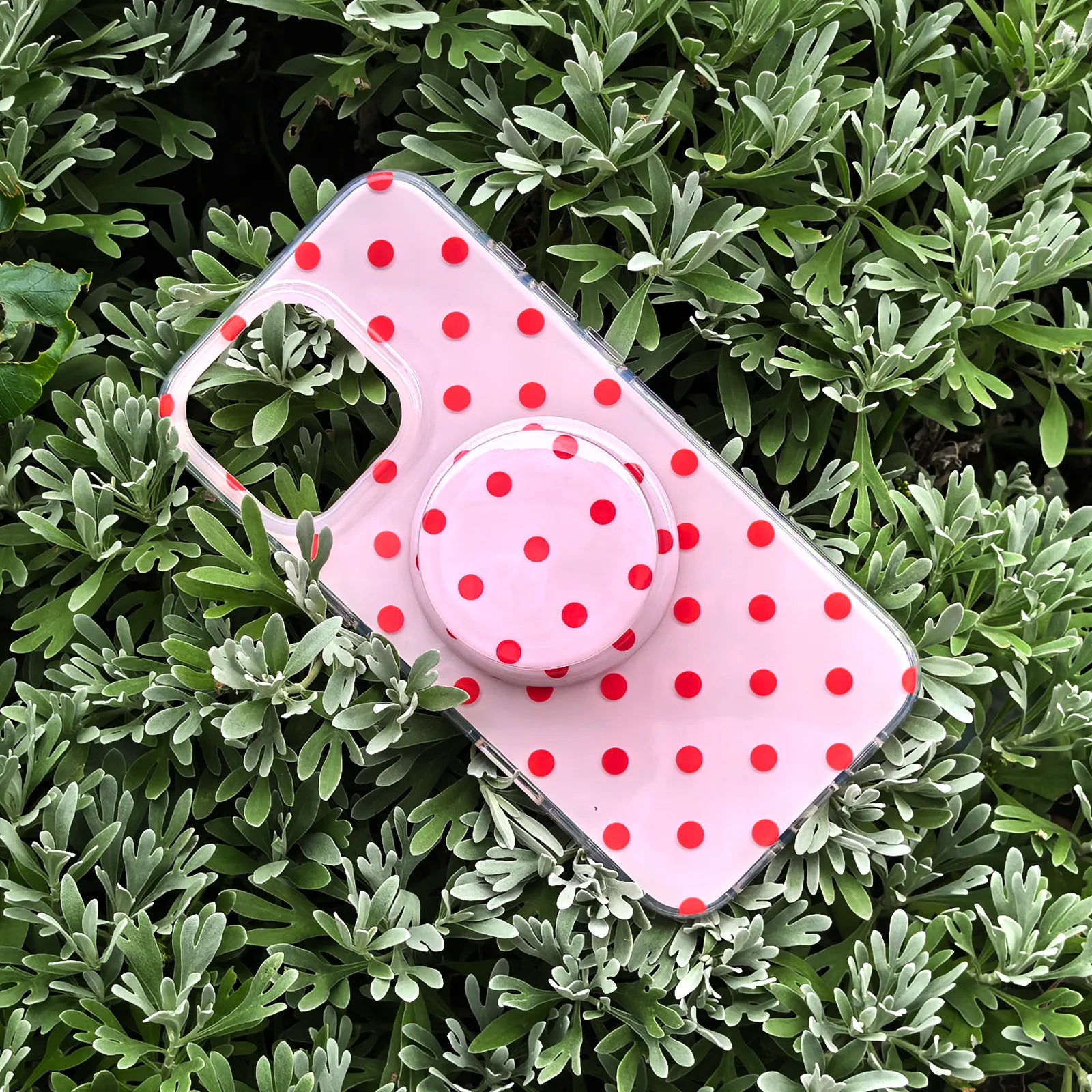 Pink Polka Dots Phone Case MagSafe Grip Set