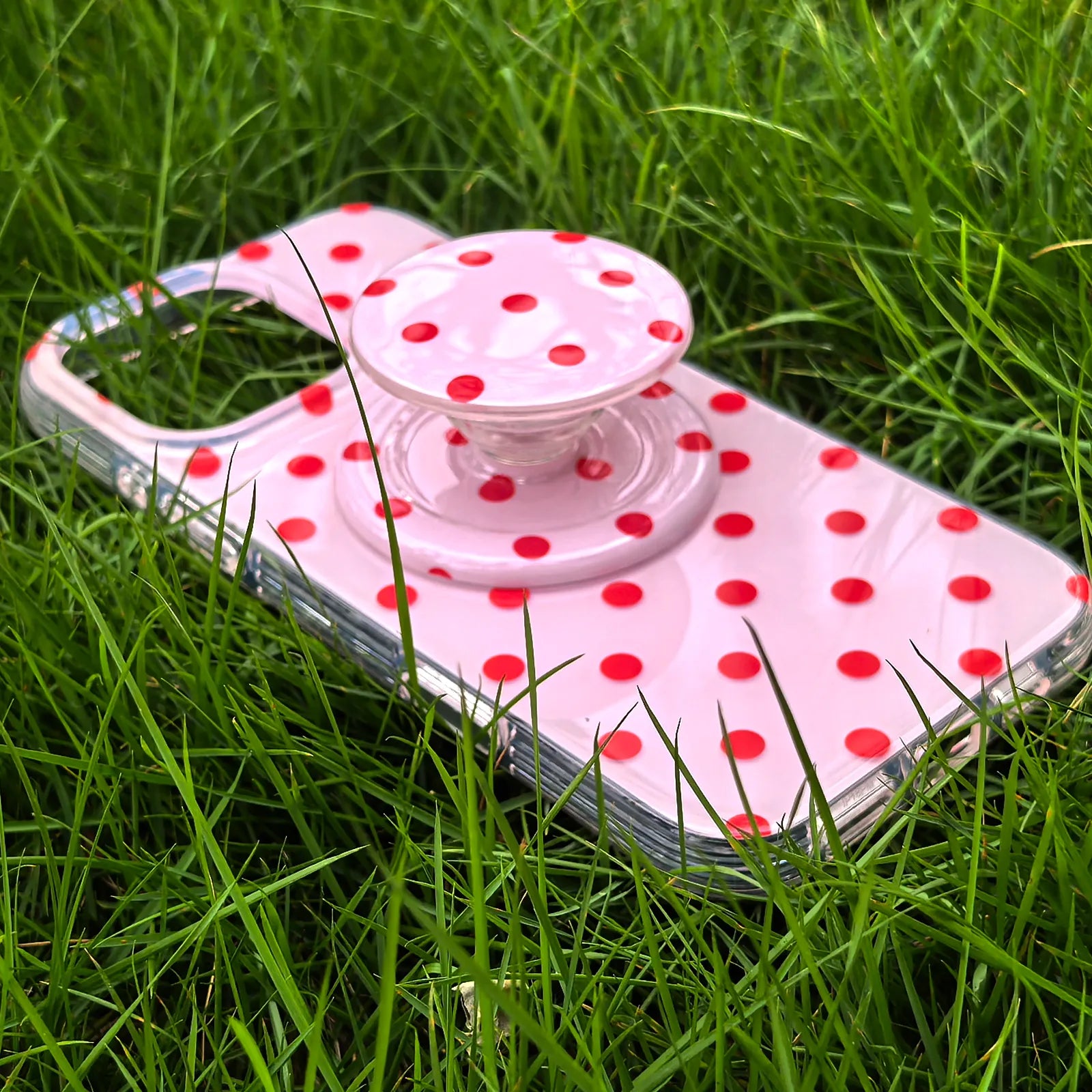Pink Polka Dots Phone Case MagSafe Grip Set
