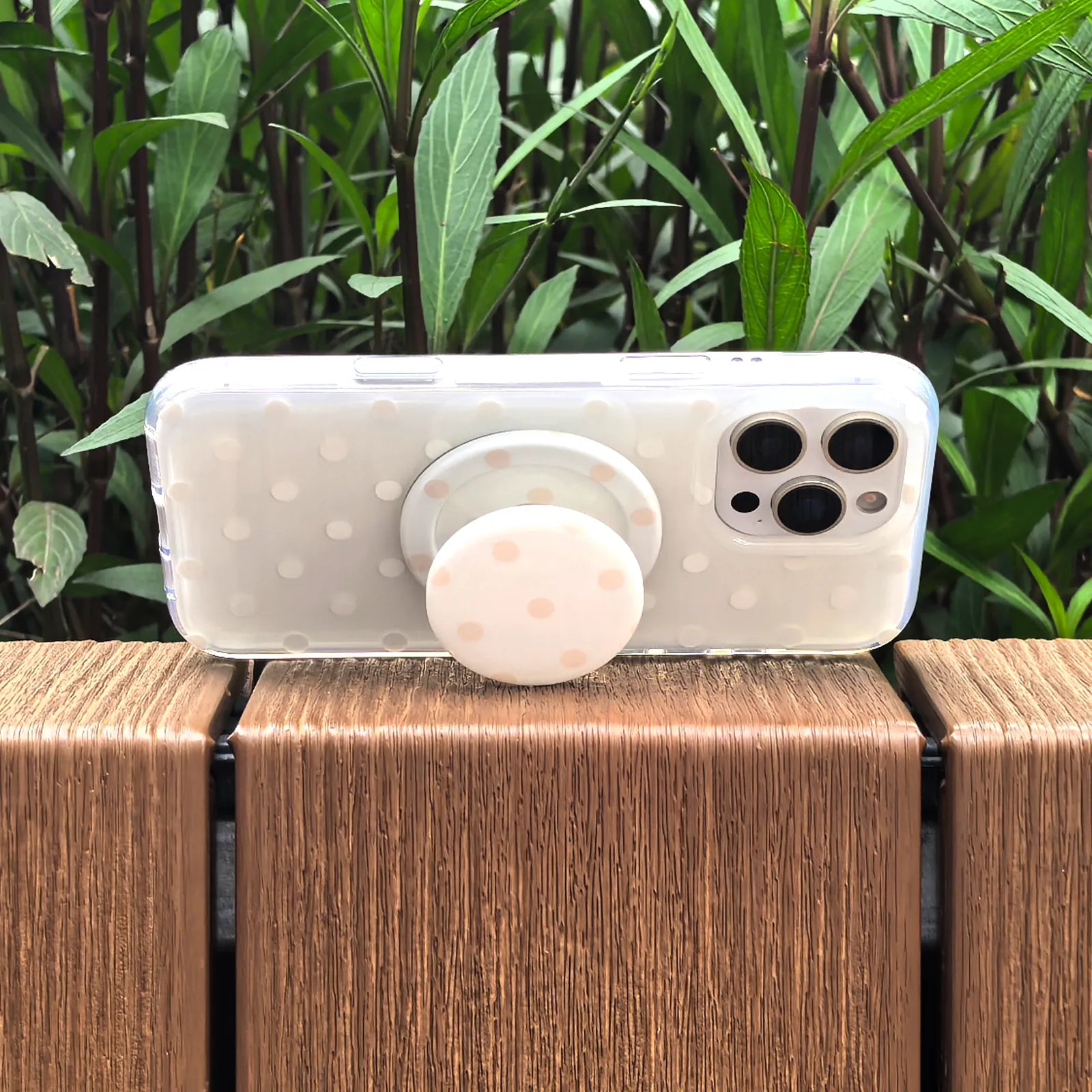 White Polka Dots Phone Case MagSafe Grip Set
