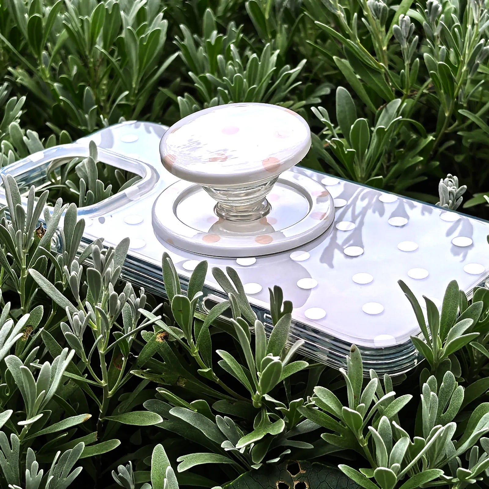 White Polka Dots Phone Case MagSafe Grip Set