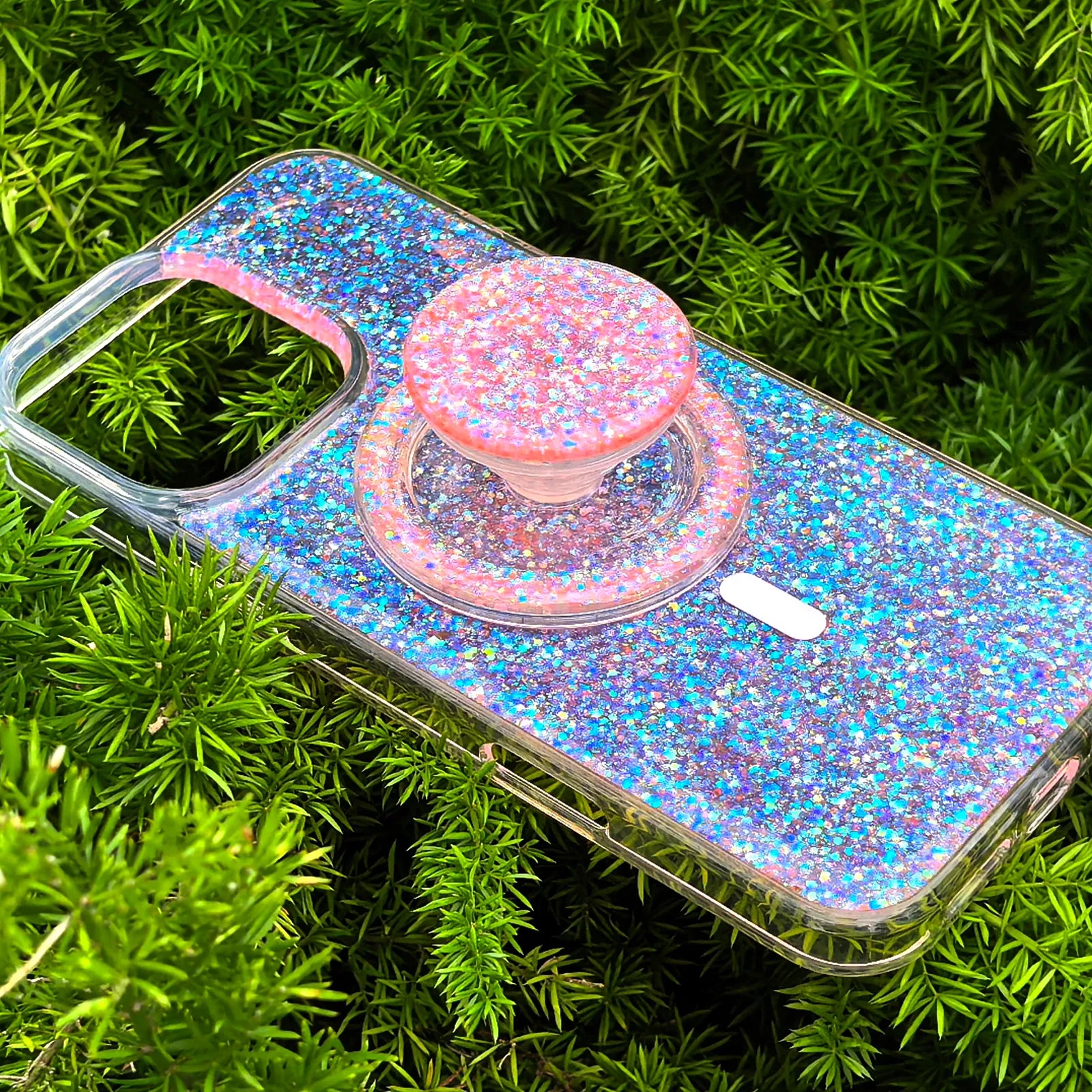 Glitter Pink Phone Case MagSafe Grip Set