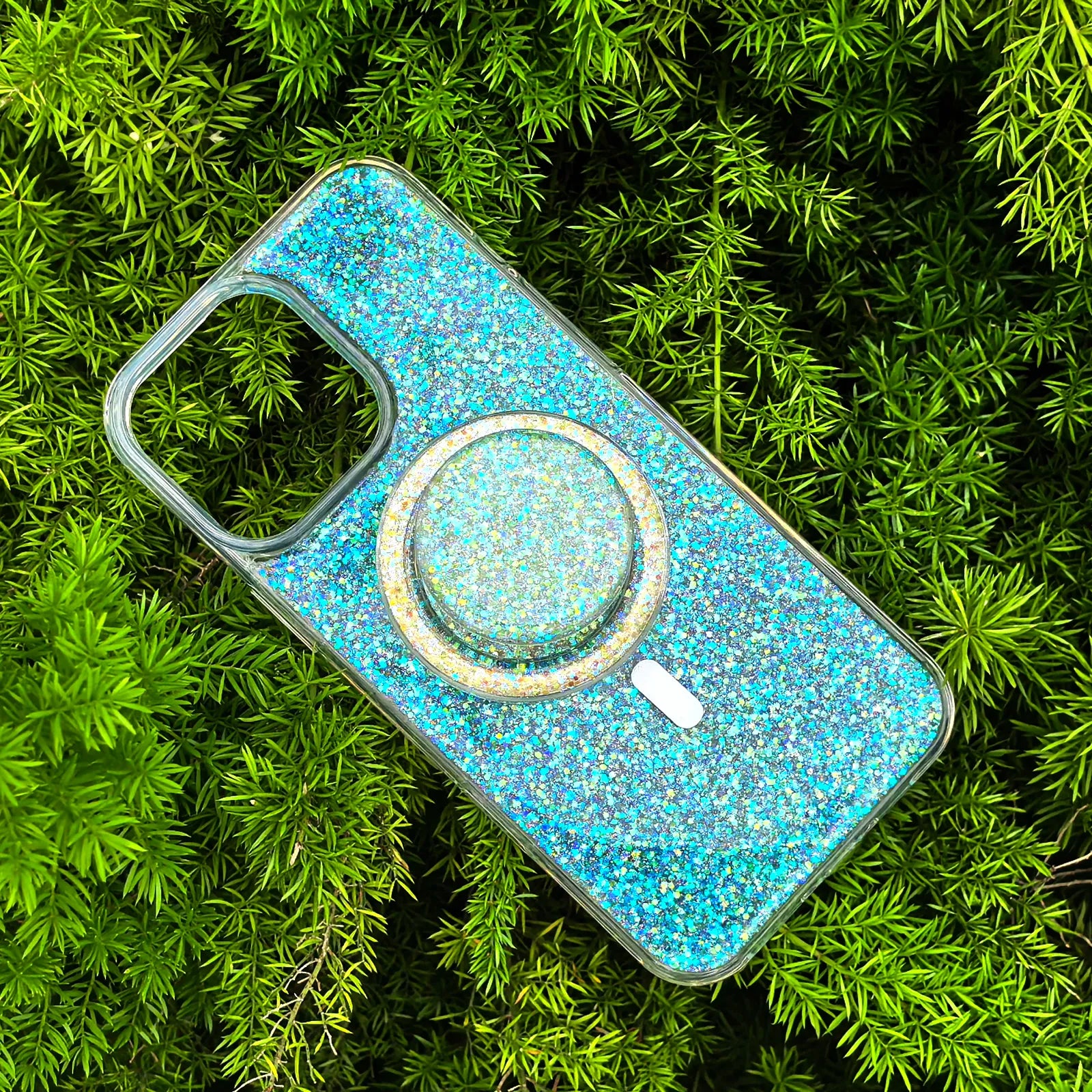 Glitter Green Phone Case MagSafe Grip Set