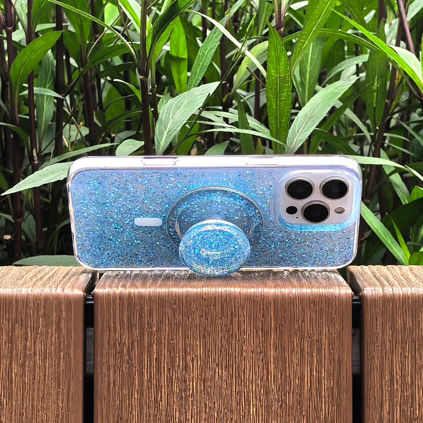 Glitter Blue Phone Case MagSafe Grip Set