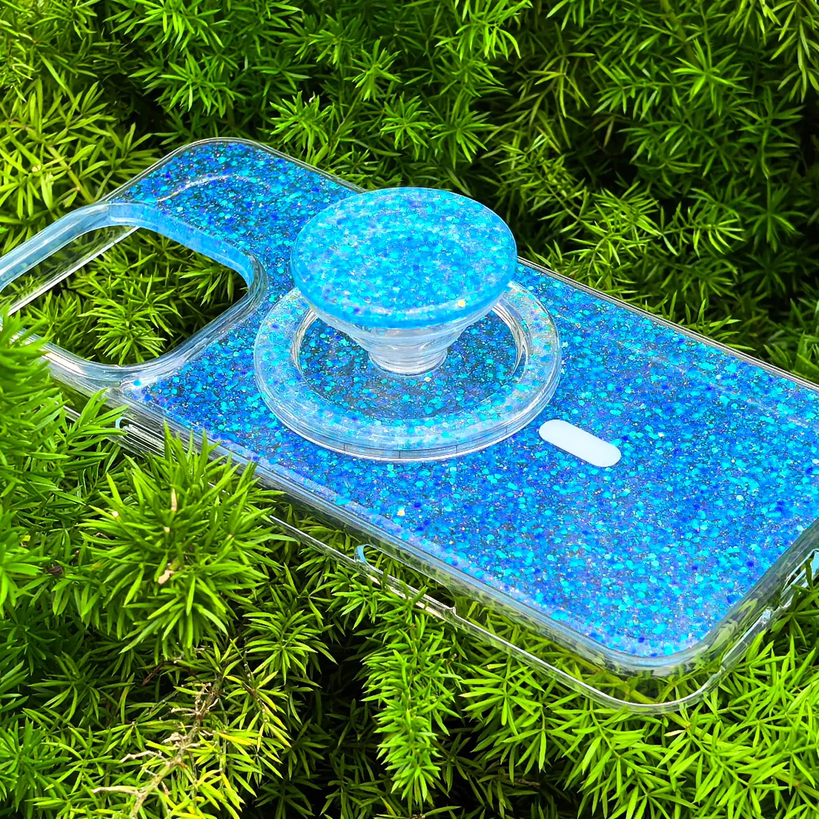 Glitter Blue Phone Case MagSafe Grip Set