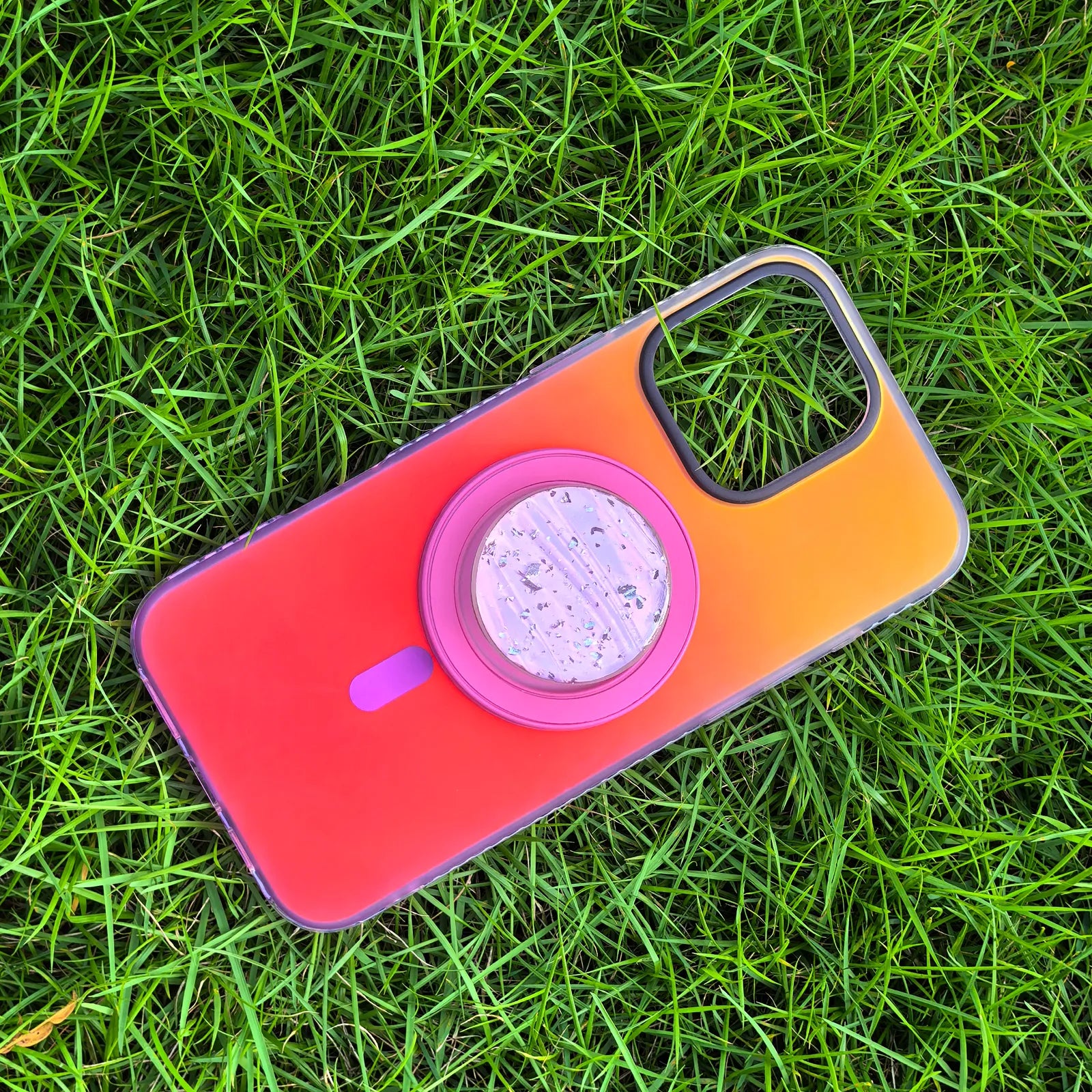 Laser Dazzling Rose Red Phone Case MagSafe Grip Set