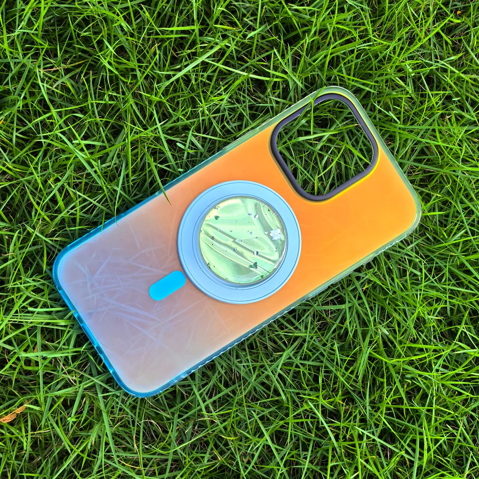 Laser Dazzling Green & Blue Phone Case MagSafe Grip Set