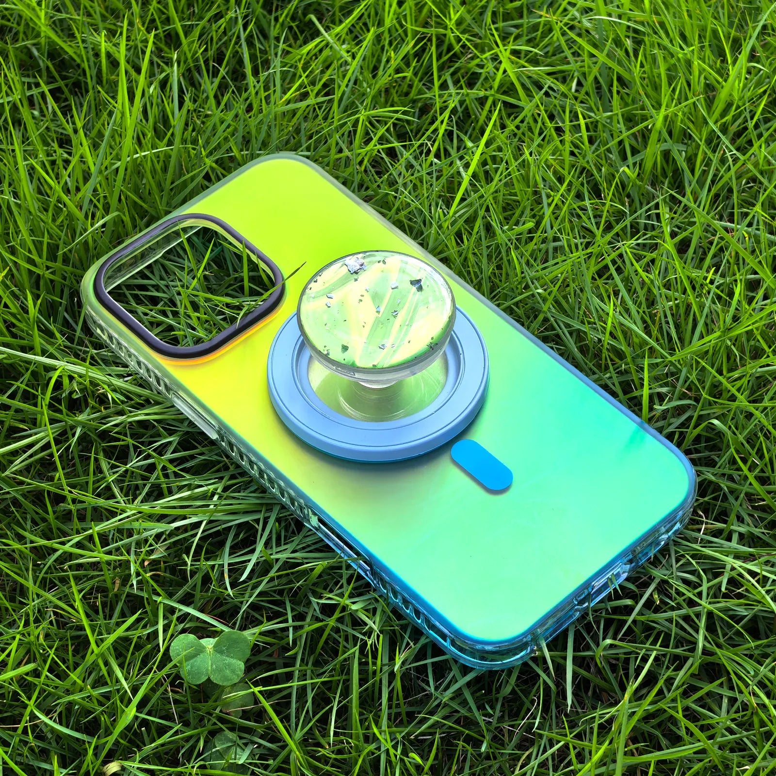 Laser Dazzling Green & Blue Phone Case MagSafe Grip Set