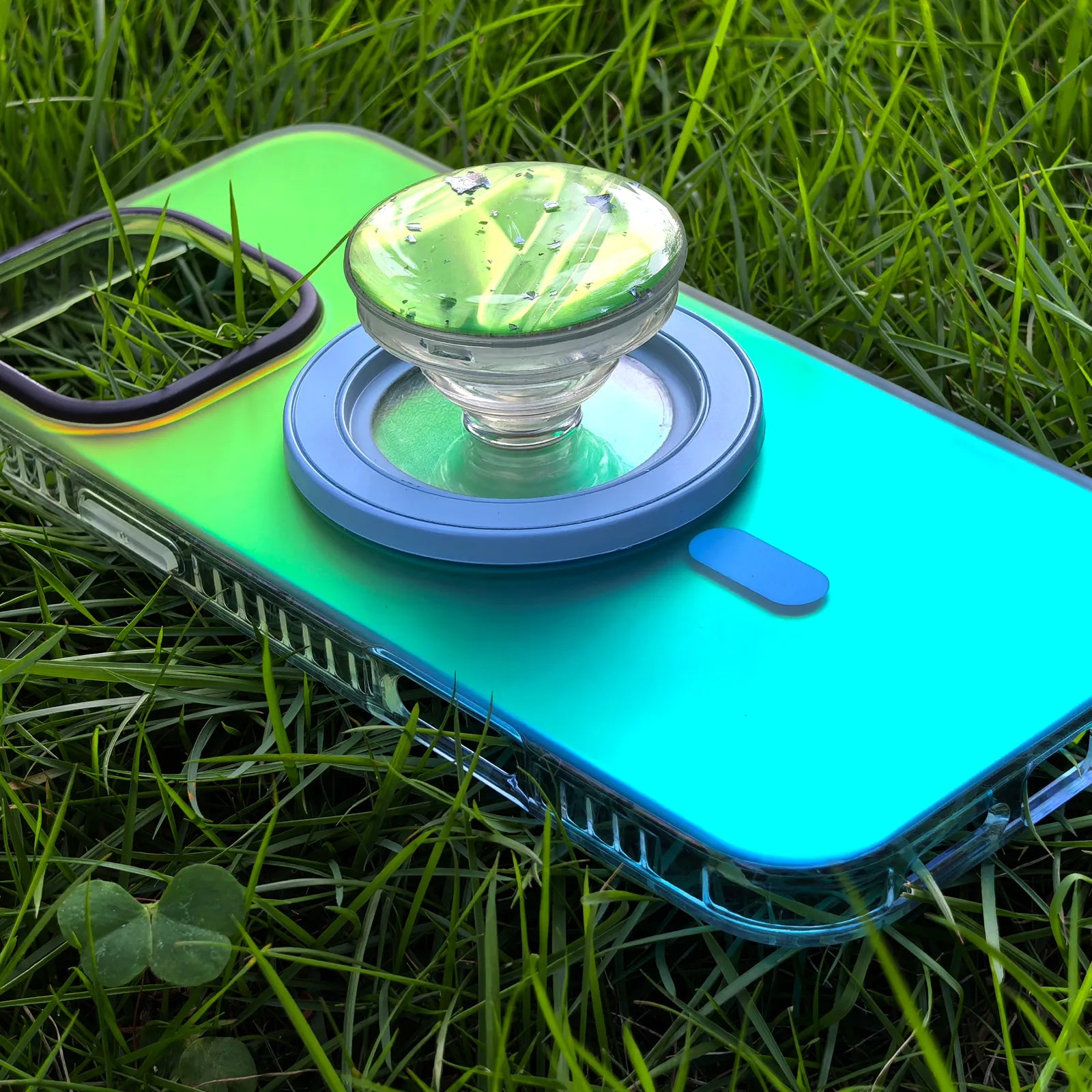 Laser Dazzling Green & Blue Phone Case MagSafe Grip Set