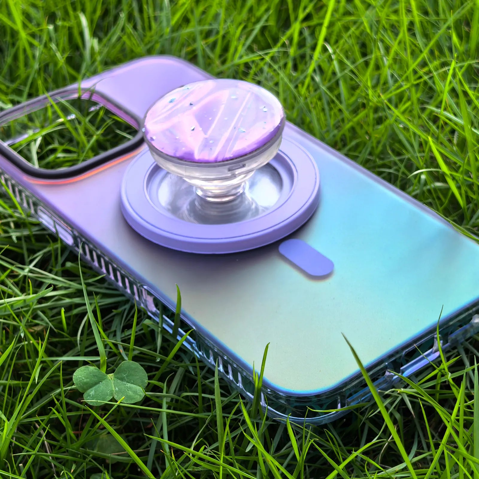 Laser Dazzling Purple&Blue Phone Case MagSafe Grip Set