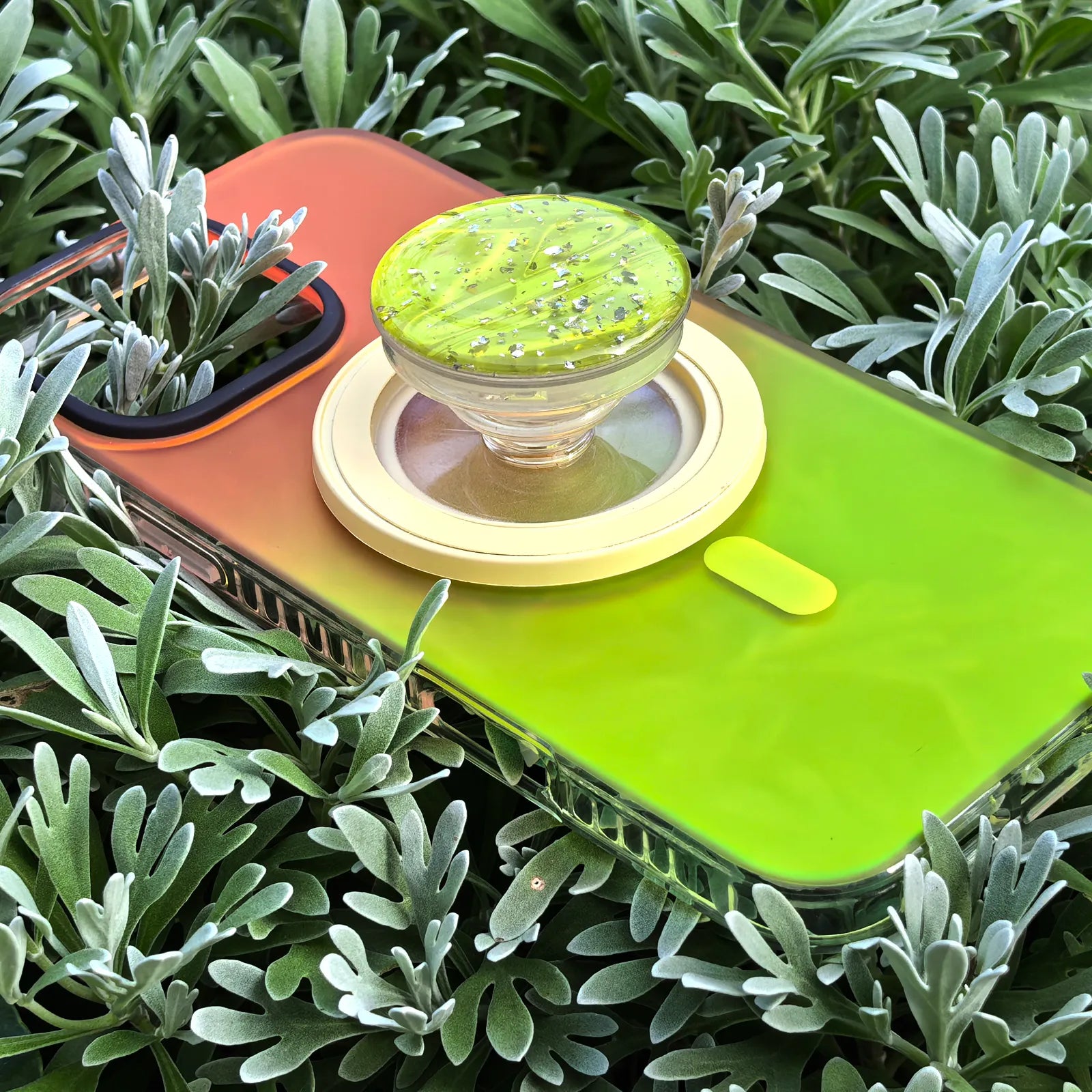 Laser Dazzling Orange&Yellow Phone Case MagSafe Grip Set