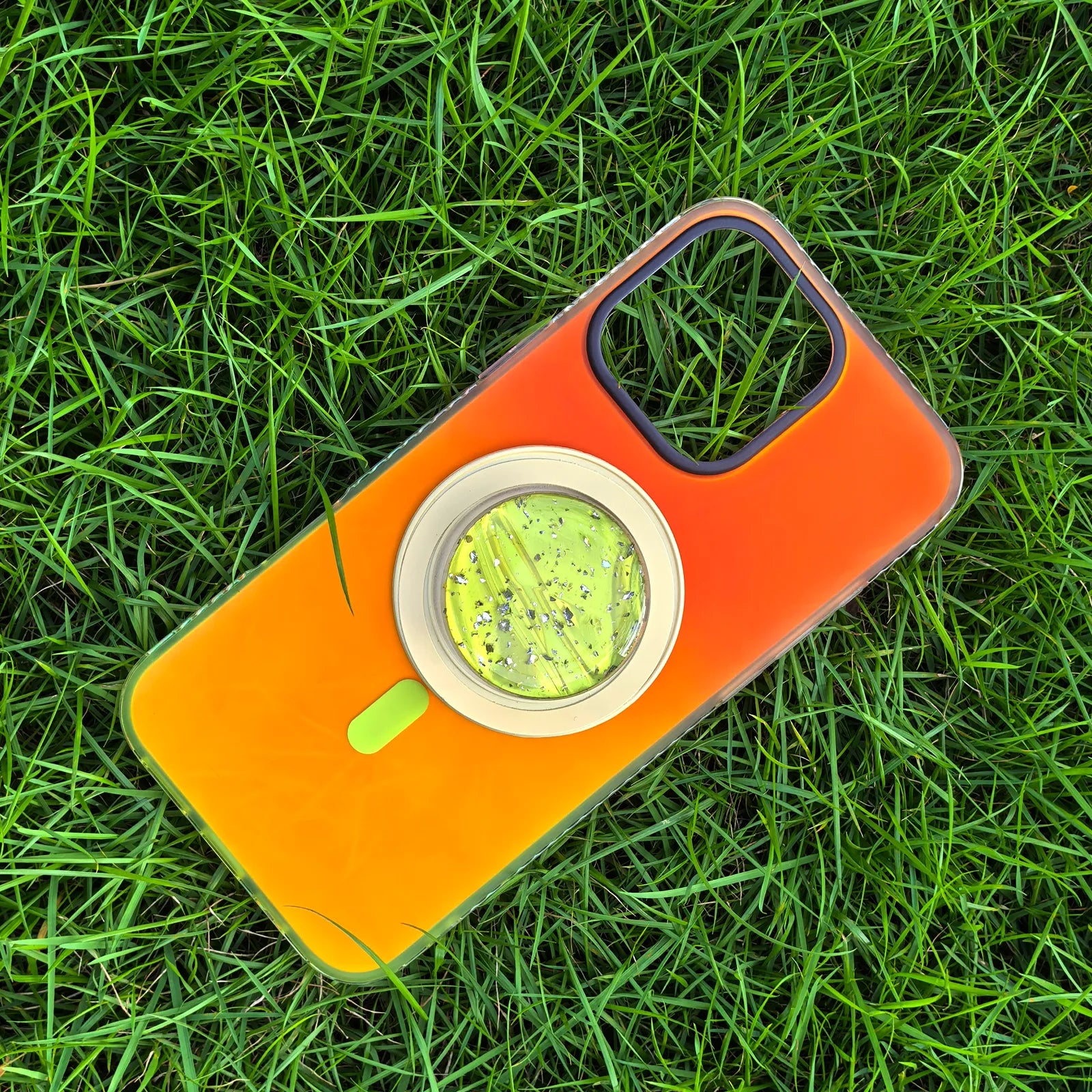 Laser Dazzling Orange&Yellow Phone Case MagSafe Grip Set