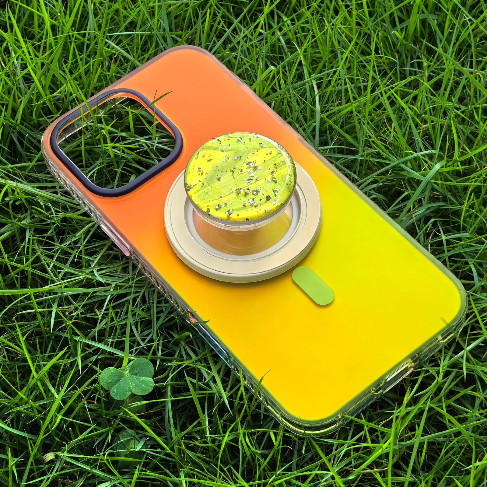 Laser Dazzling Orange&Yellow Phone Case MagSafe Grip Set
