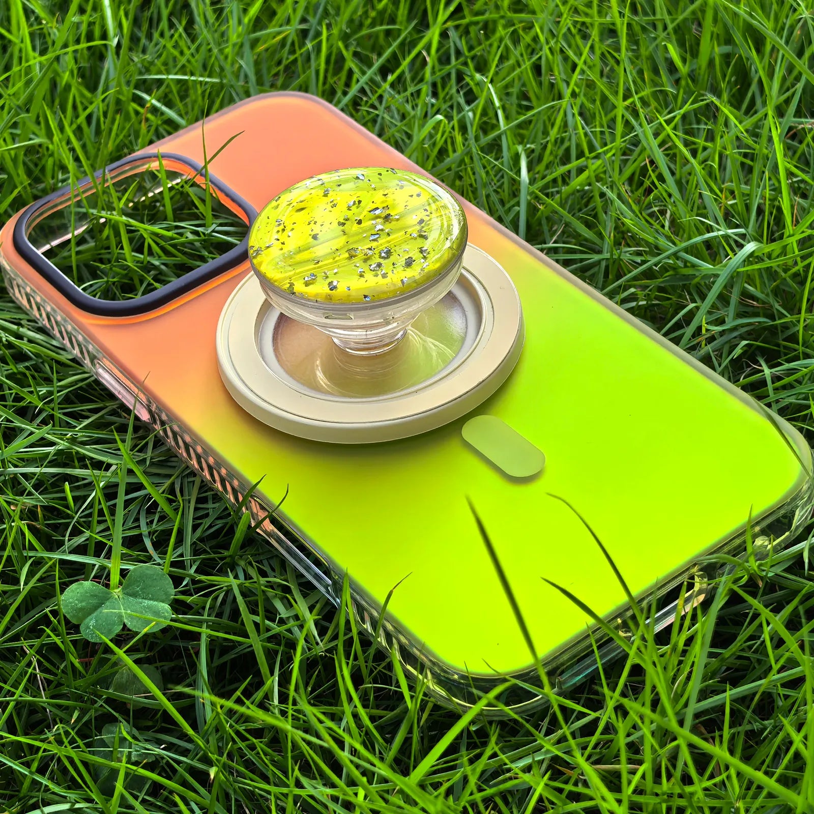 Laser Dazzling Orange&Yellow Phone Case MagSafe Grip Set