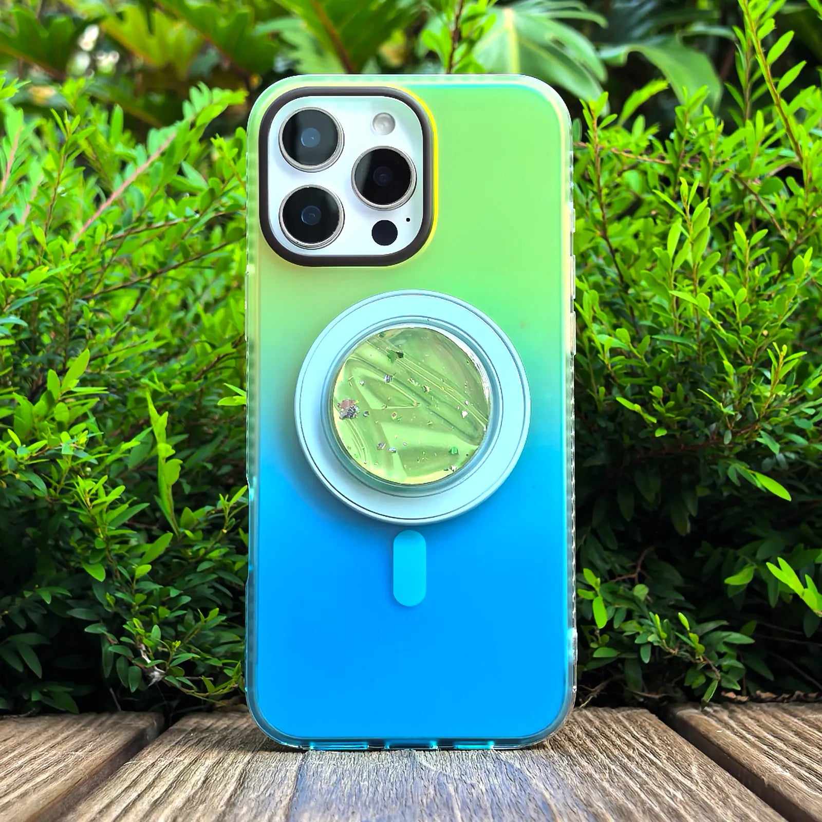Laser Dazzling Green & Blue Phone Case MagSafe Grip Set
