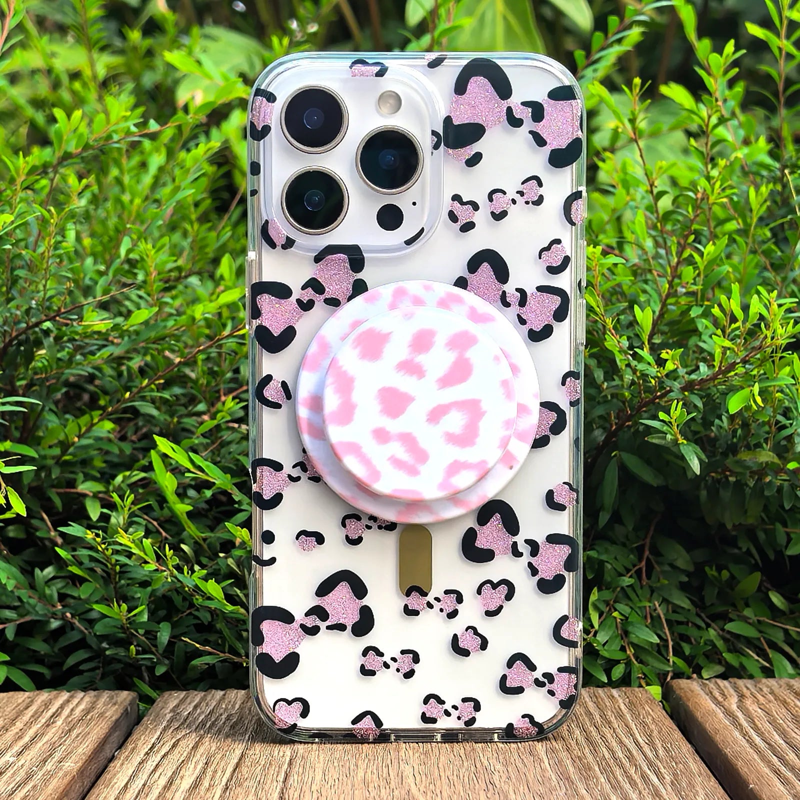 Leopard Pink Phone Case MagSafe Grip Set