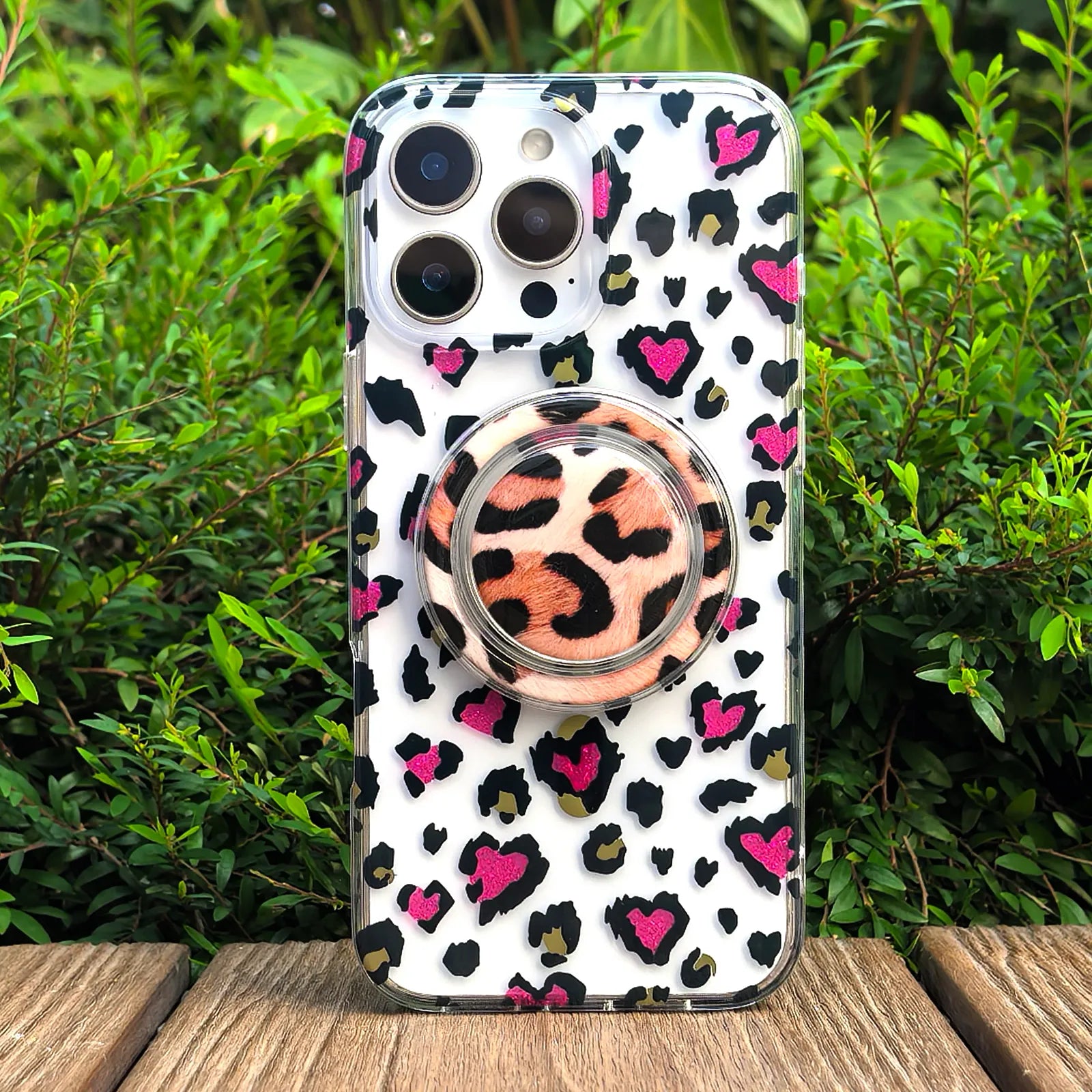 Leopard Rose Red Phone Case MagSafe Grip Set