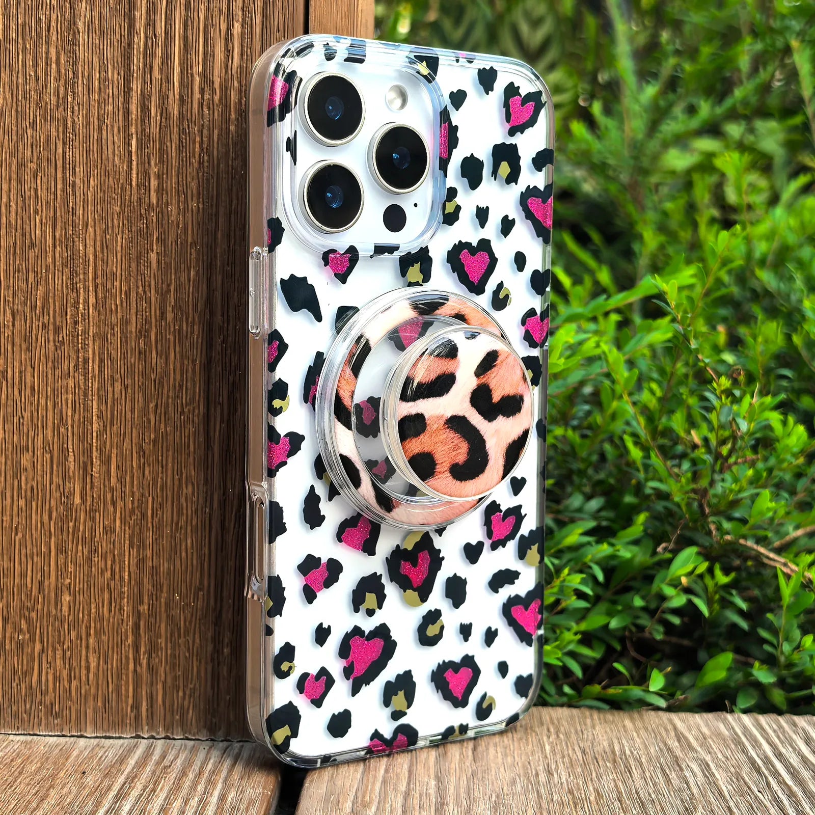 Leopard Rose Red Phone Case MagSafe Grip Set