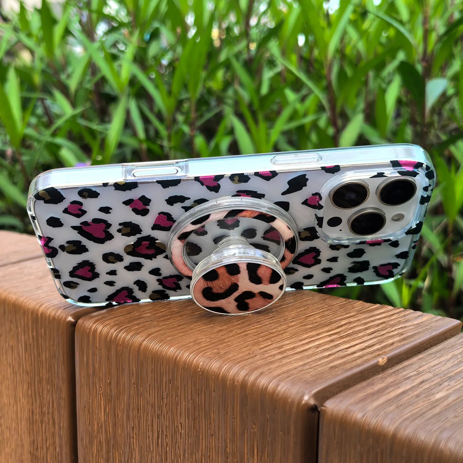 Leopard Rose Red Phone Case MagSafe Grip Set