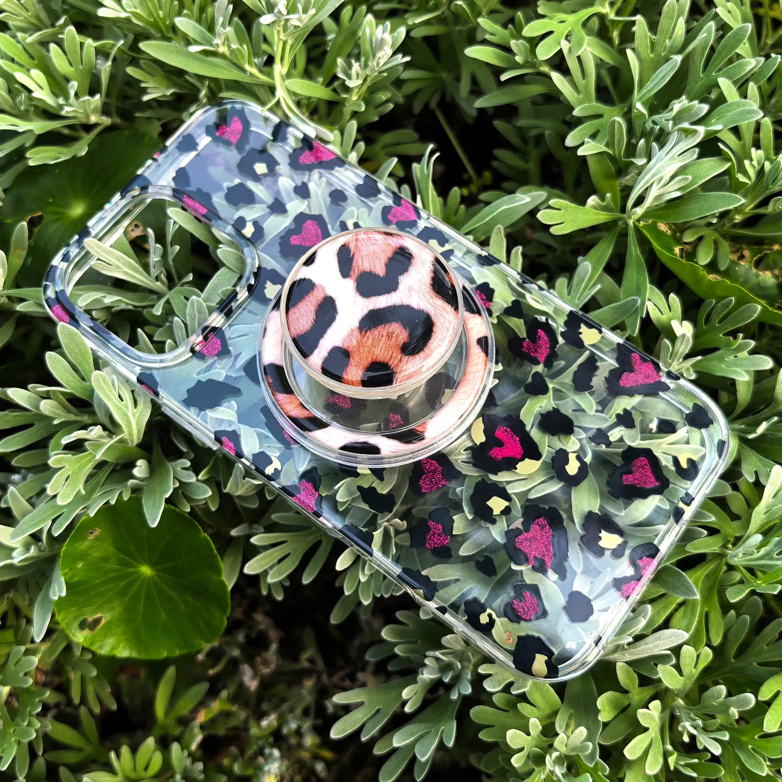 Leopard Rose Red Phone Case MagSafe Grip Set