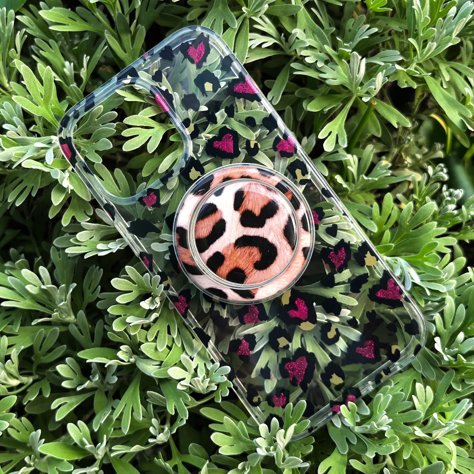 Leopard Rose Red Phone Case MagSafe Grip Set