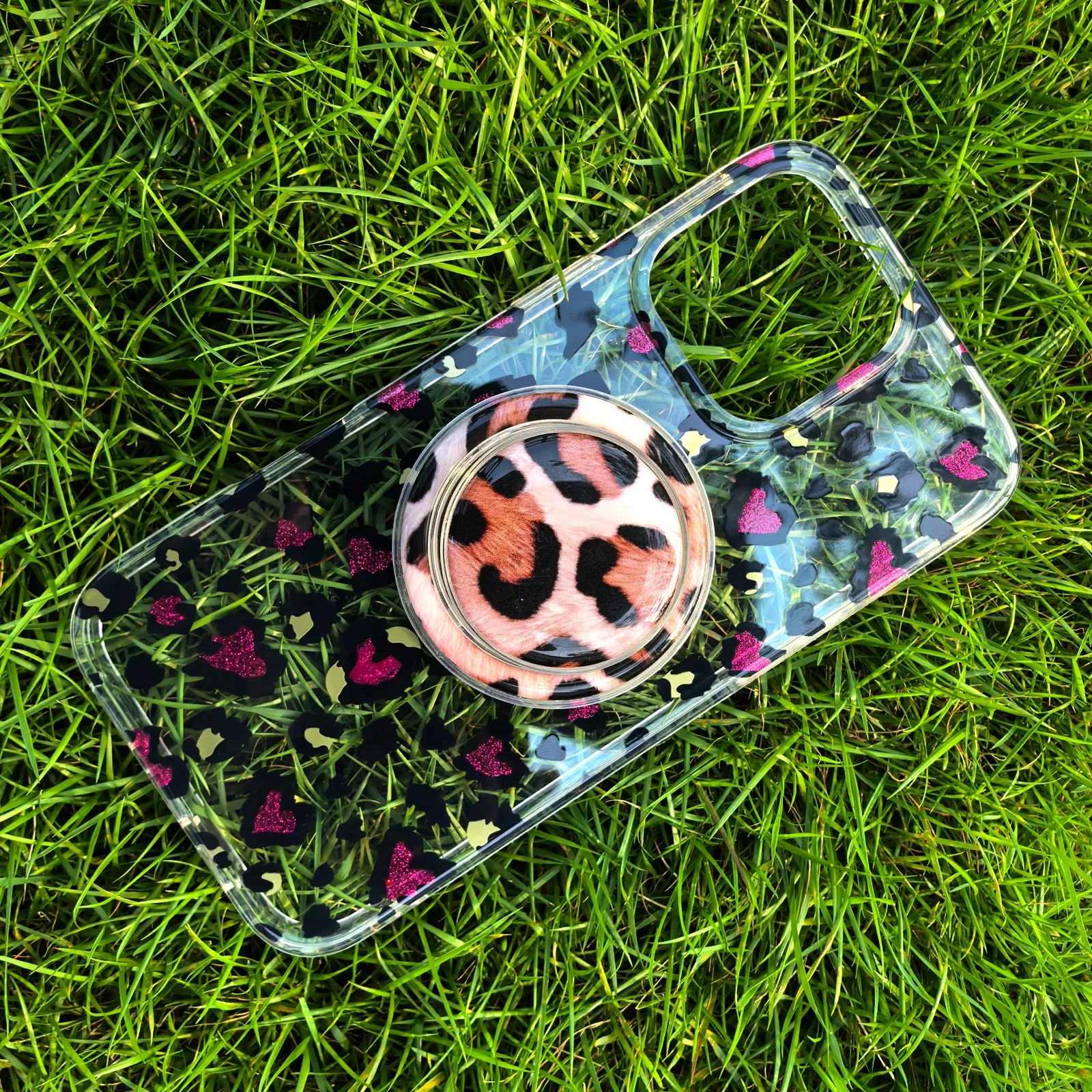 Leopard Rose Red Phone Case MagSafe Grip Set