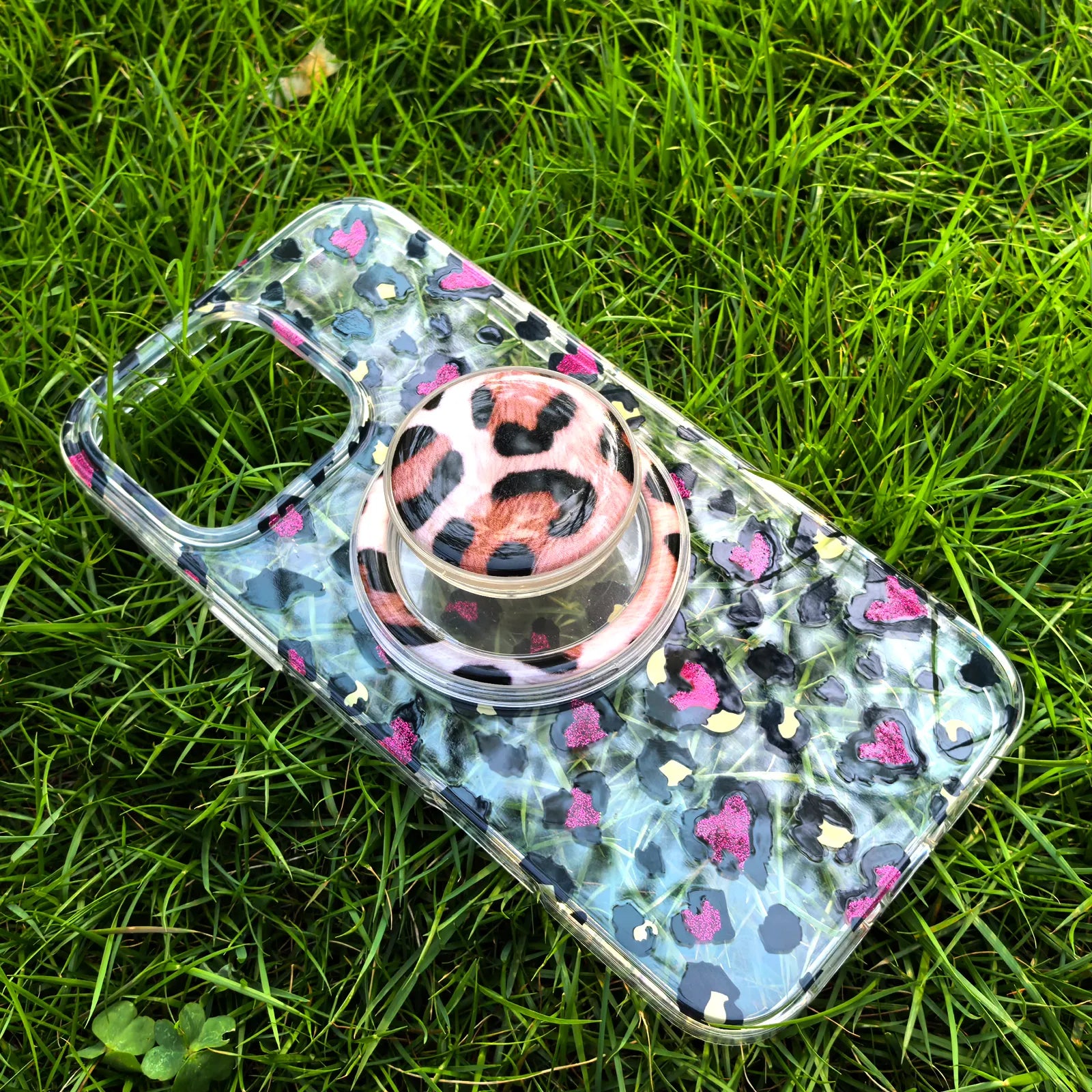 Leopard Rose Red Phone Case MagSafe Grip Set