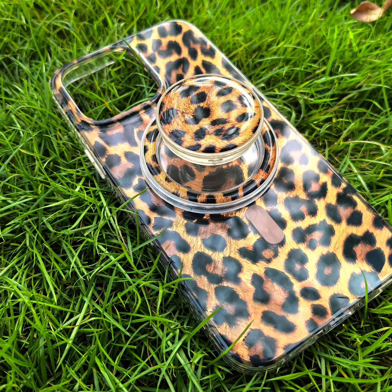 Leopard Print Phone Case MagSafe Grip Set