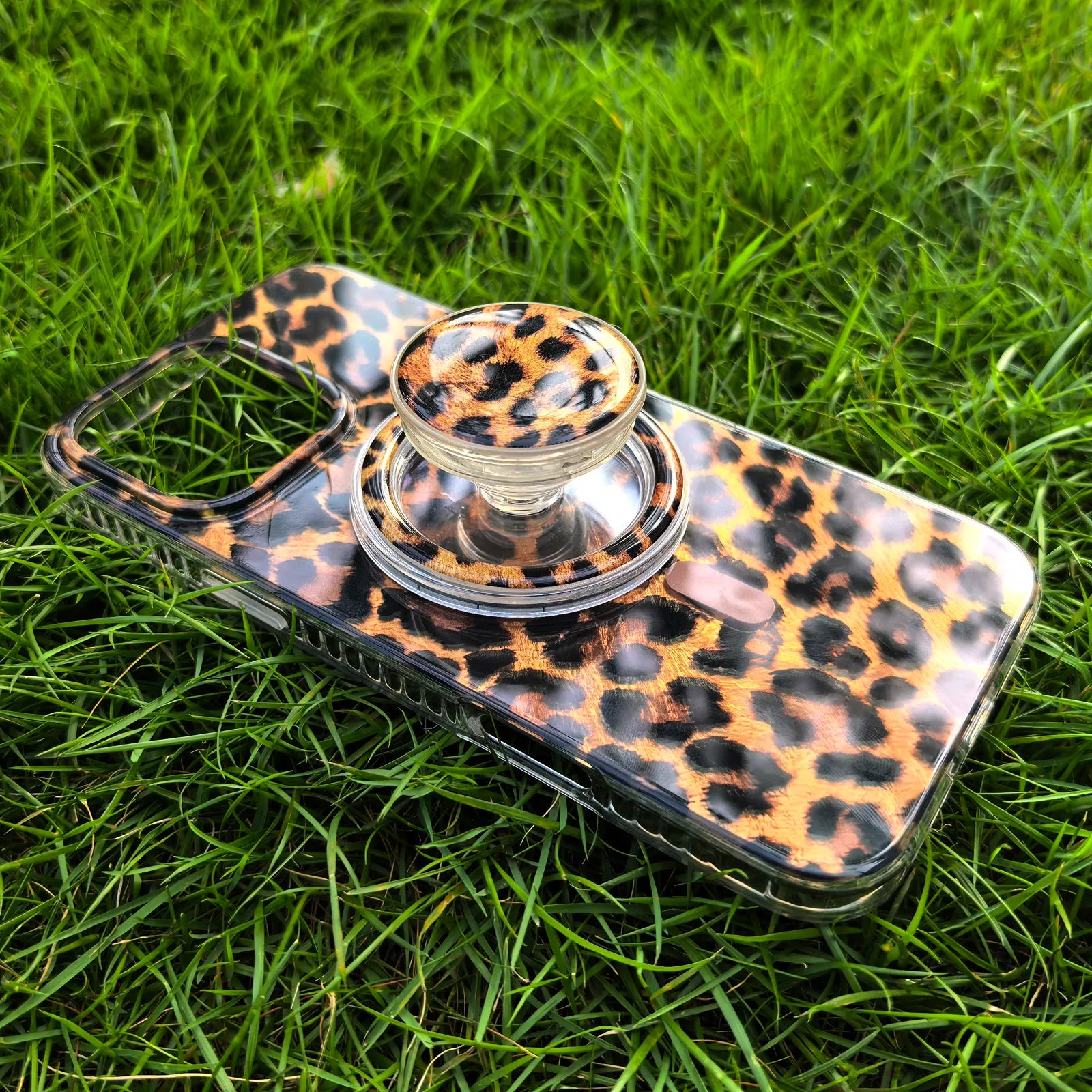 Leopard Print Phone Case MagSafe Grip Set