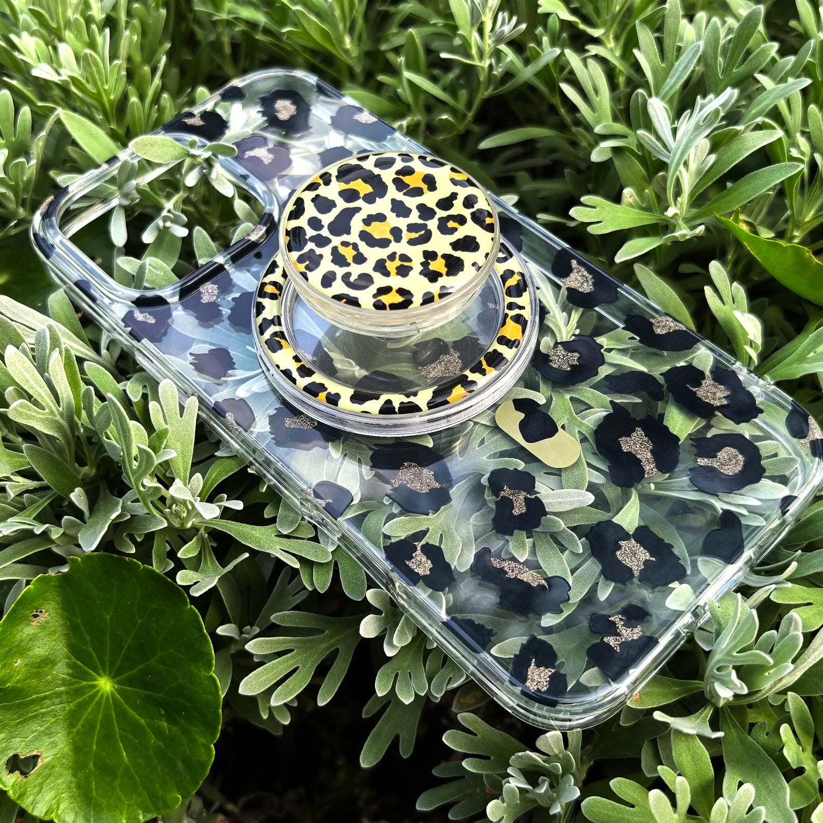 Leopard Gold Phone Case MagSafe Grip Set