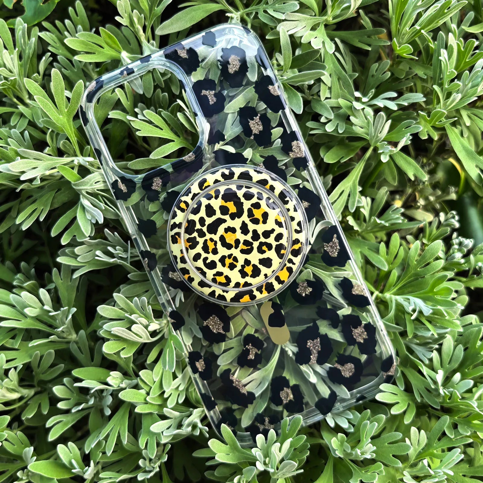 Leopard Gold Phone Case MagSafe Grip Set