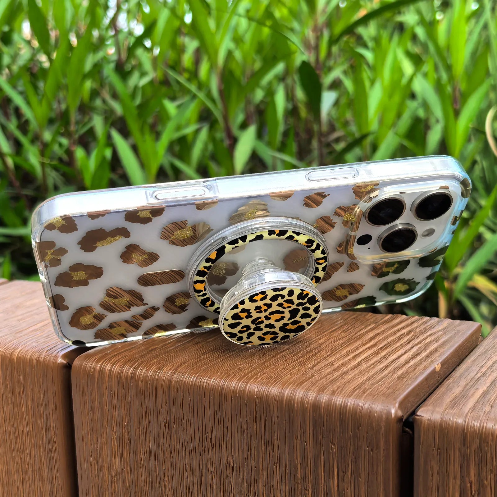 Leopard Gold Phone Case MagSafe Grip Set