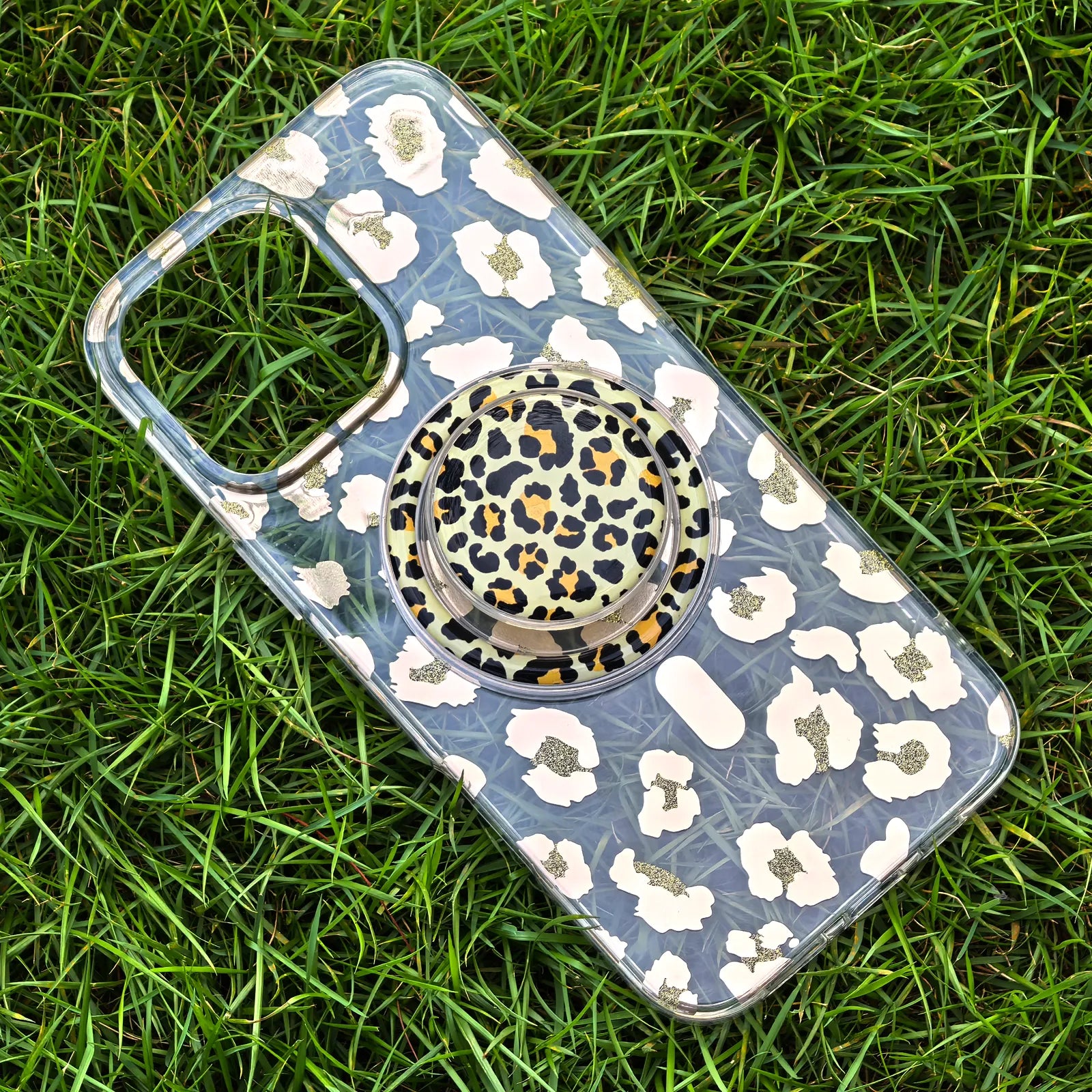 Leopard Gold Phone Case MagSafe Grip Set