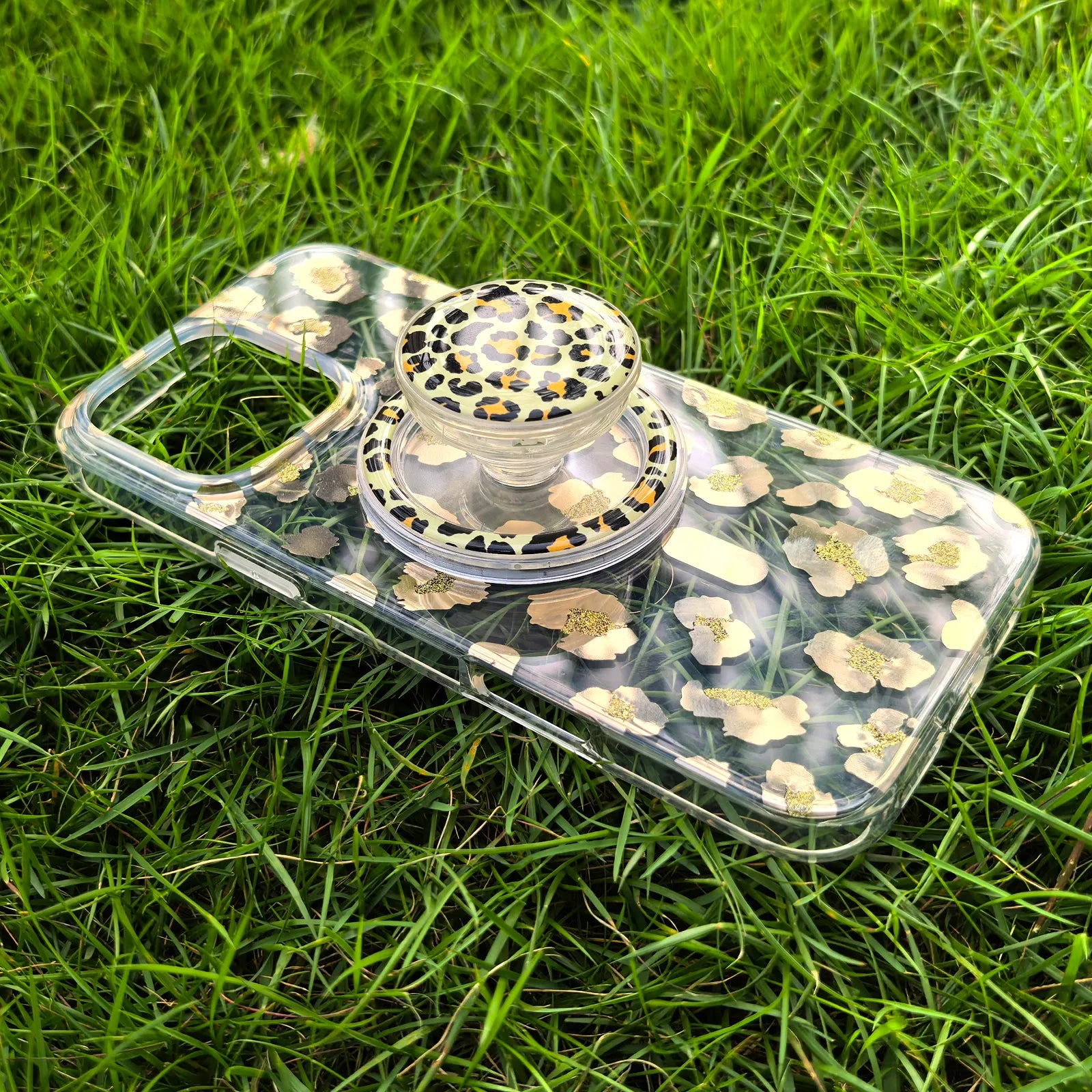 Leopard Gold Phone Case MagSafe Grip Set
