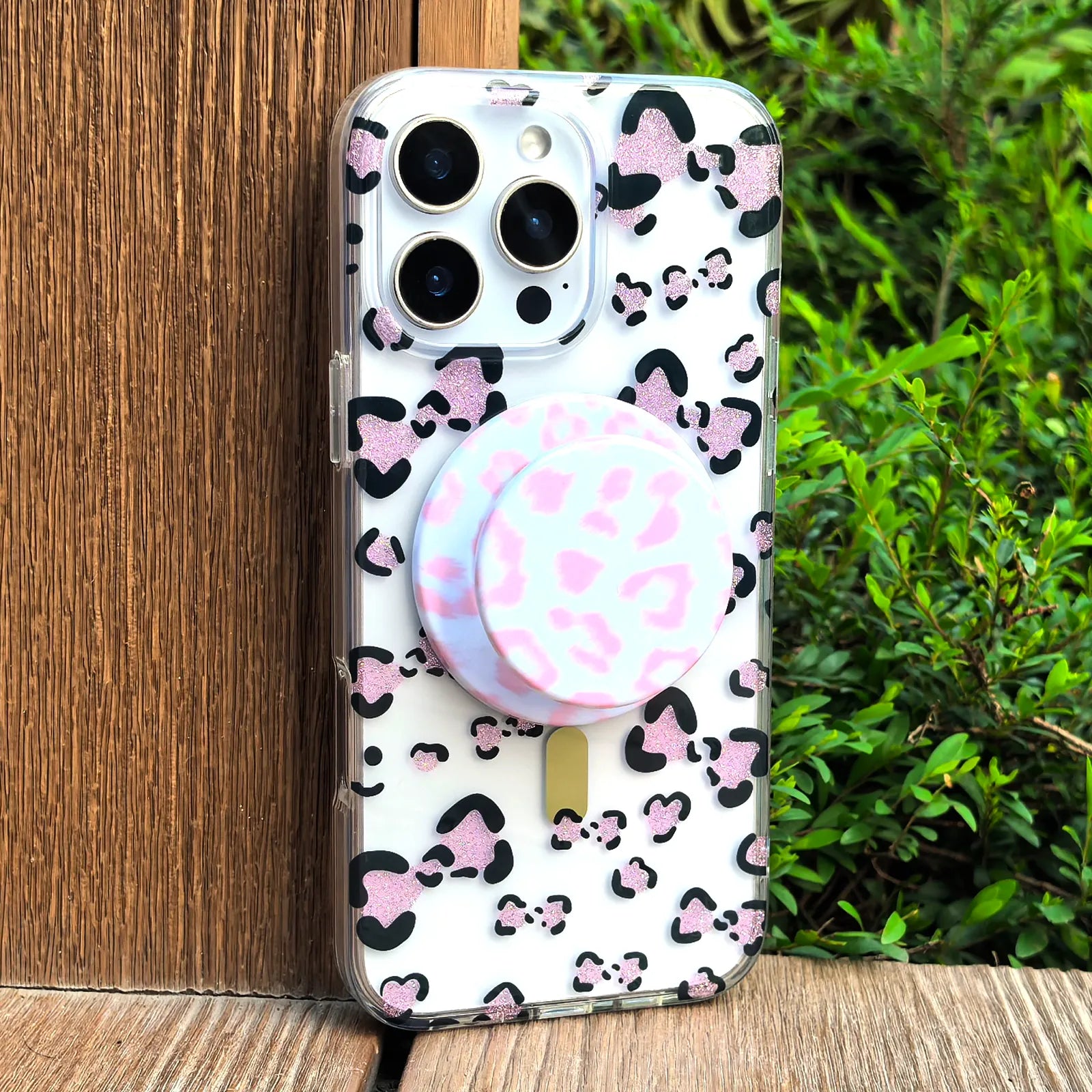 Leopard Pink Phone Case MagSafe Grip Set