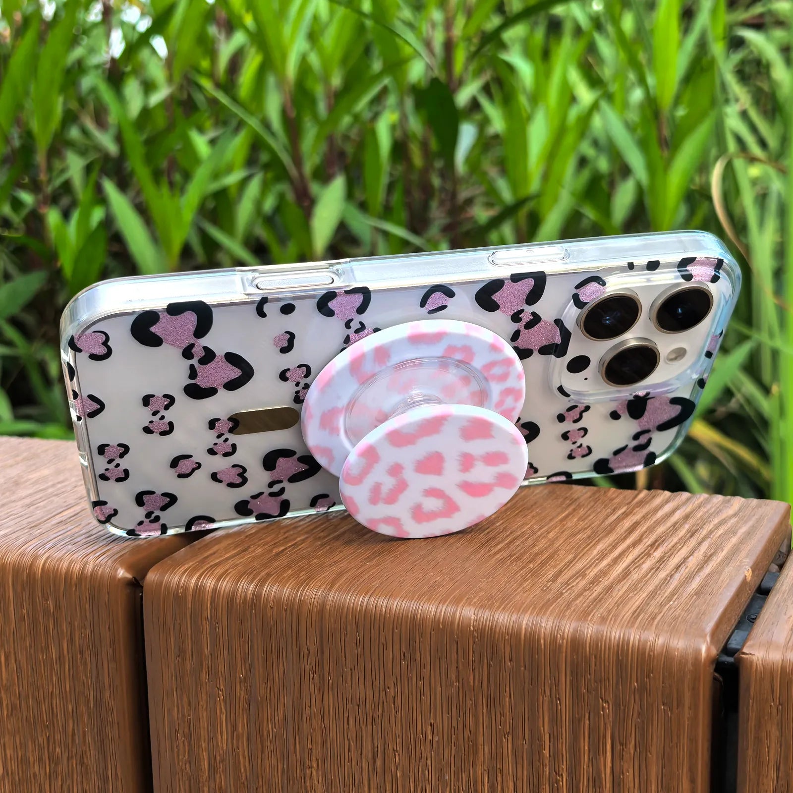 Leopard Pink Phone Case MagSafe Grip Set